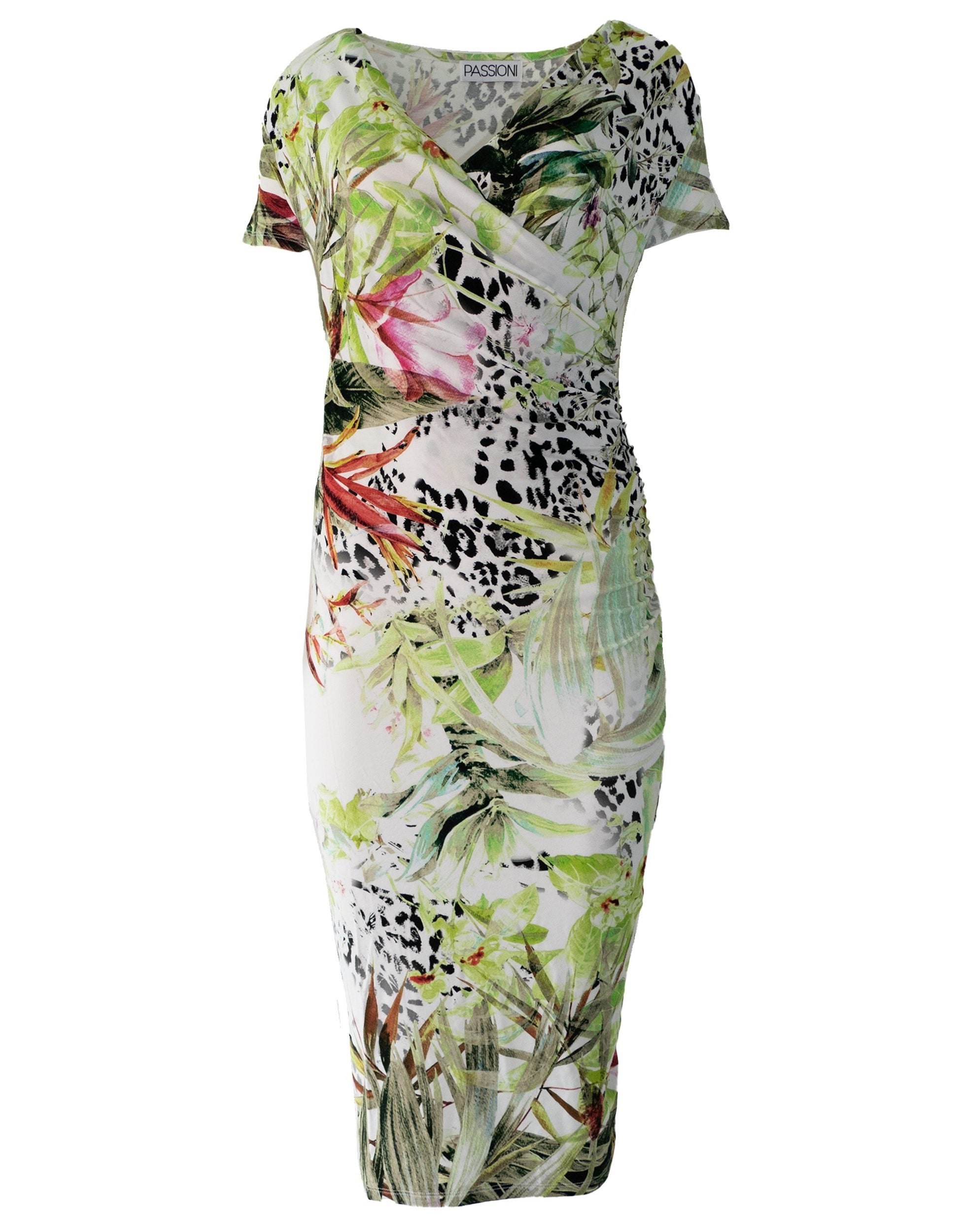 Wickelkleid mit Blumen und Animalprint