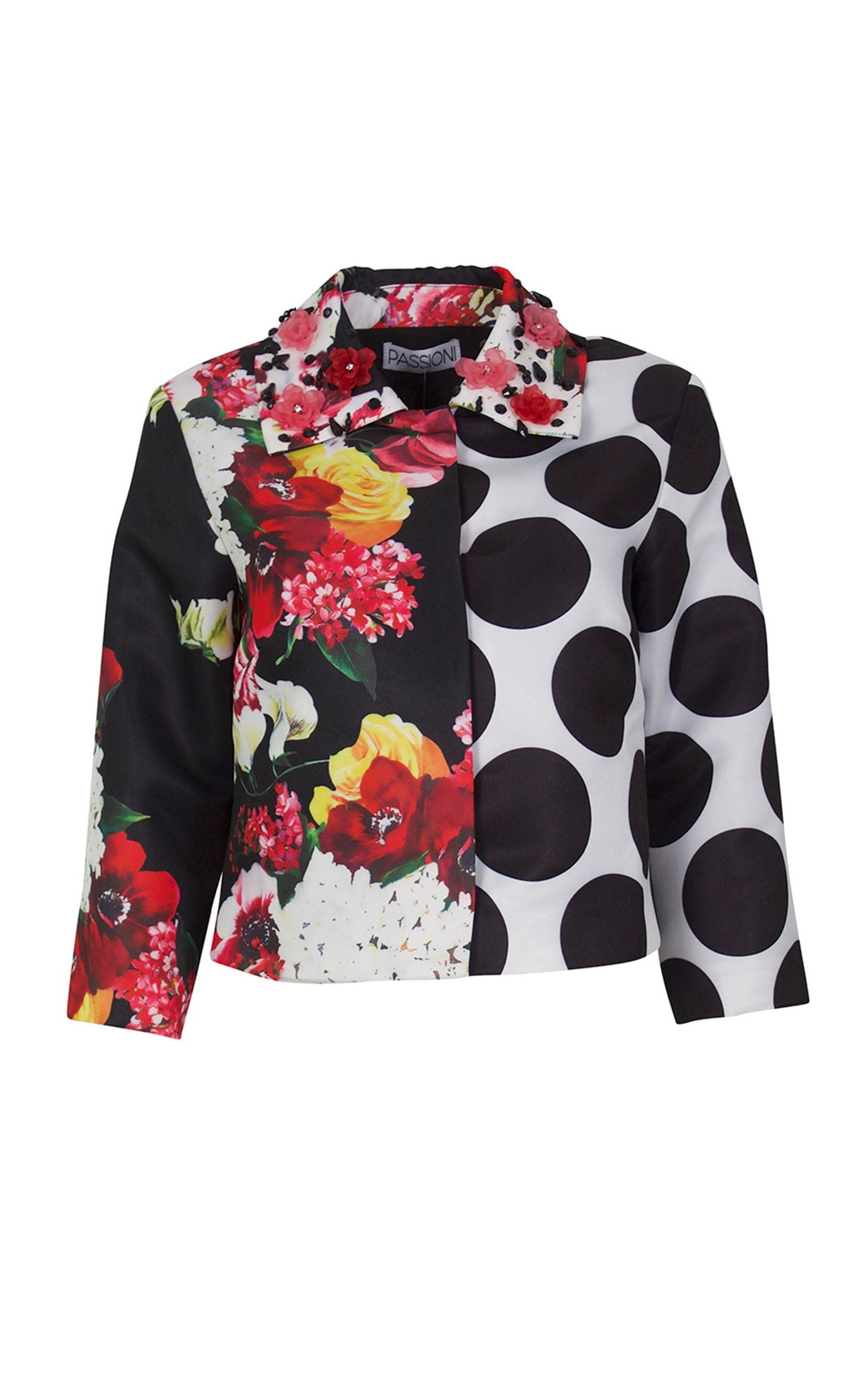 Blusenjacke mit Blumenprint und Punkte