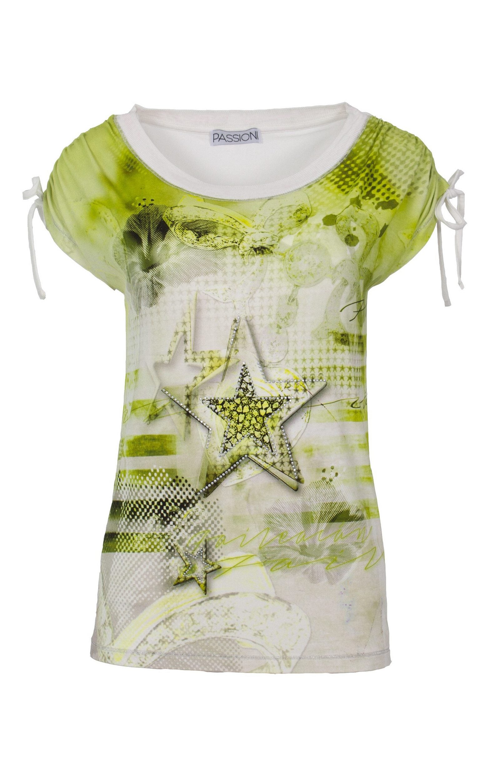 T-Shirt mit Print und Glitzersteinen