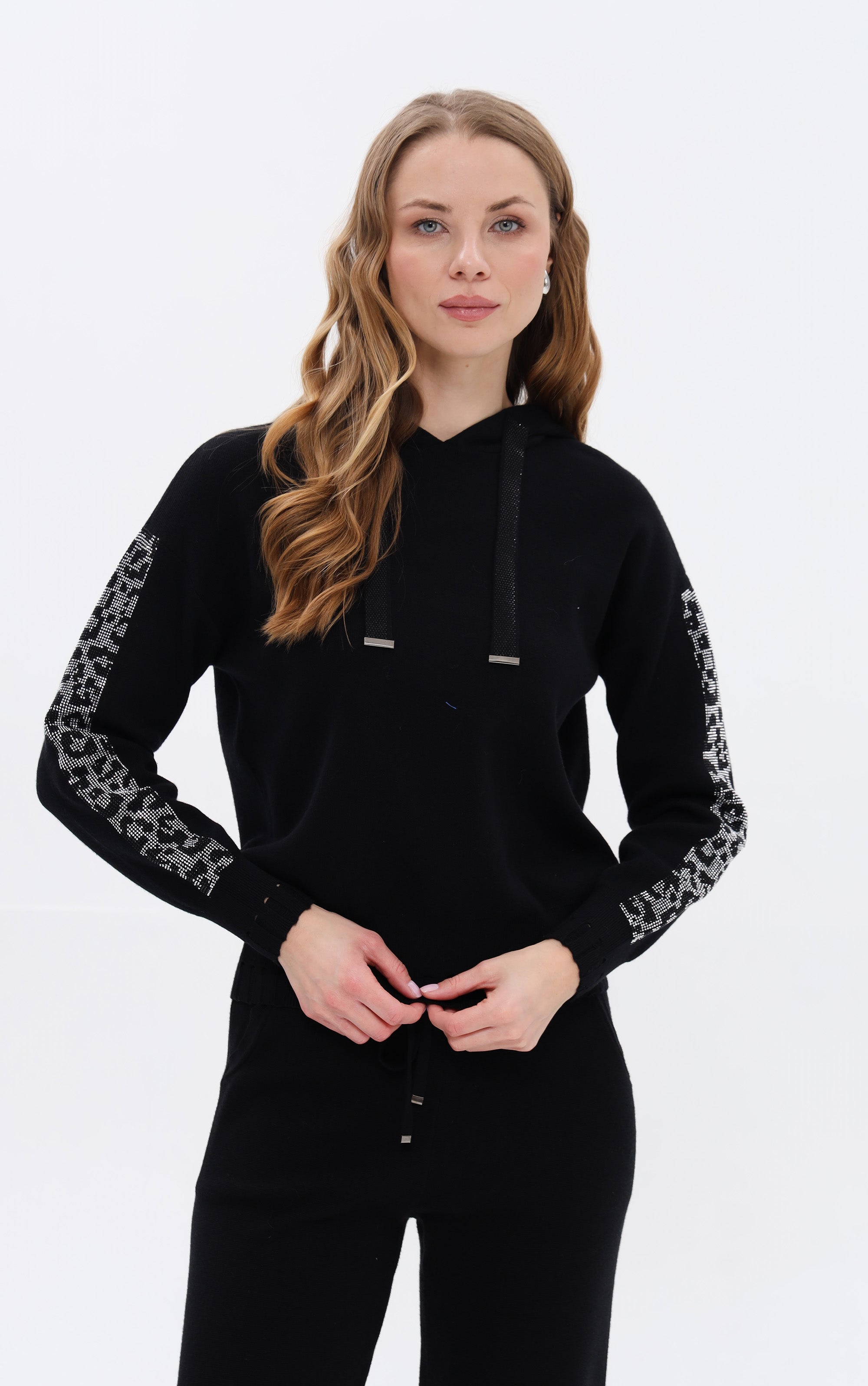 Kapuzenpullover mit Leo-Strass