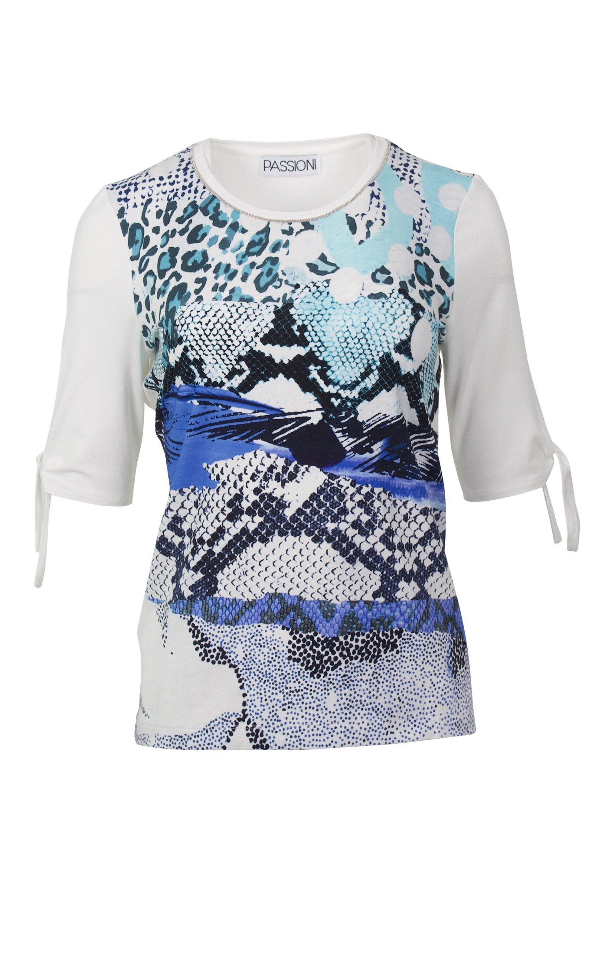 T-Shirt mit Animal-Print und lässigen Bindebändern