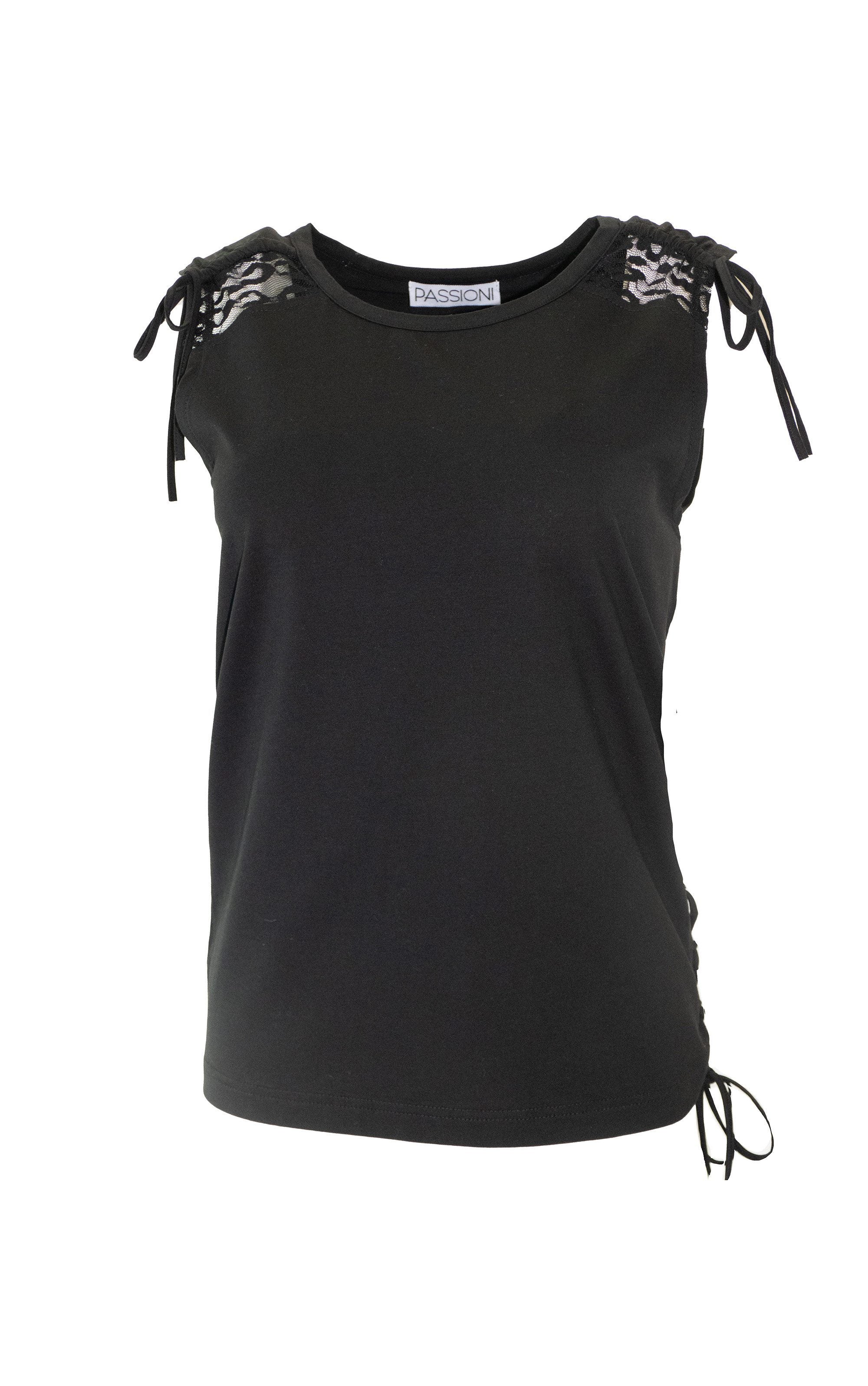 Top mit Spitzen-Details und Tunnelzug