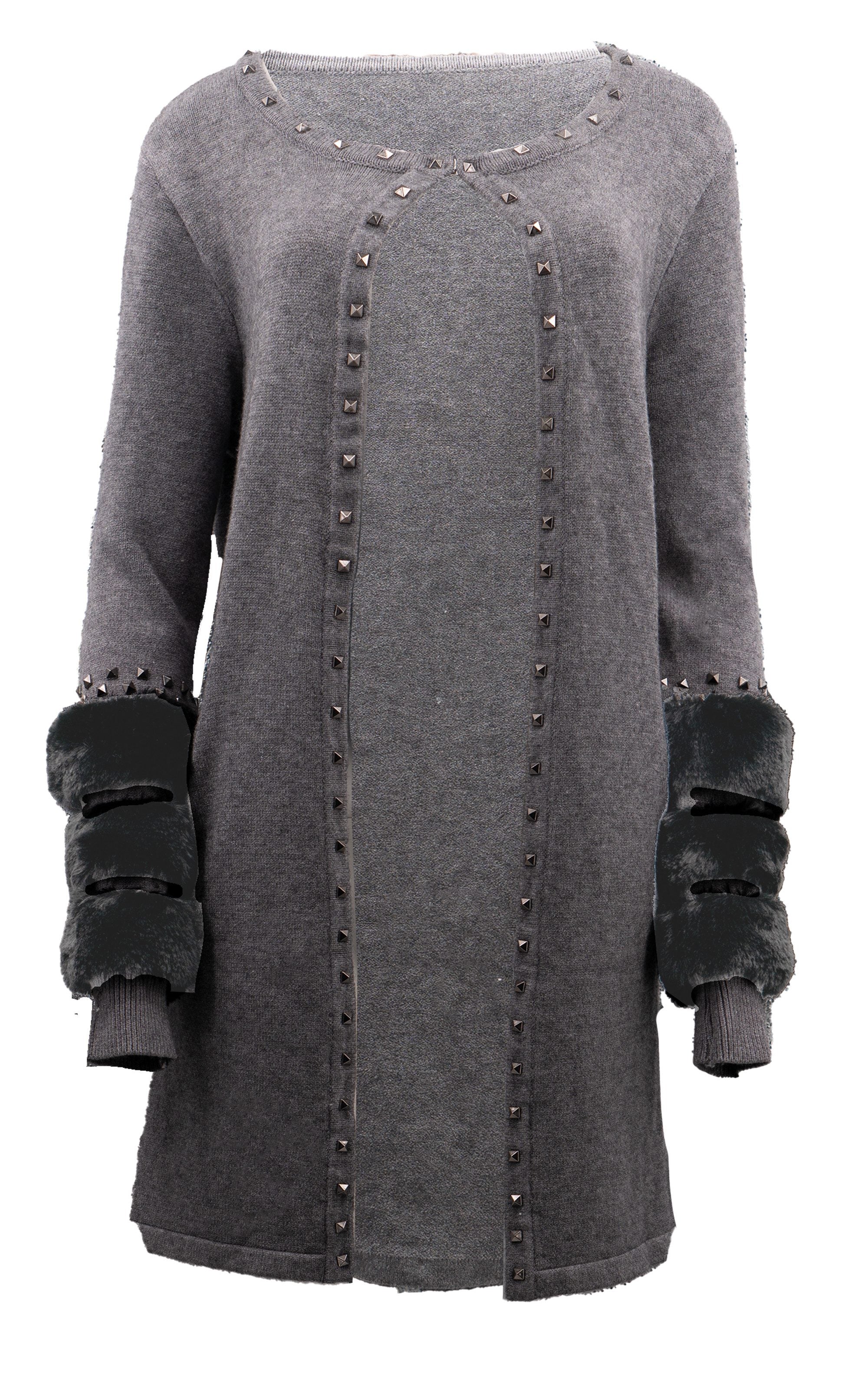 Longstrickjacke mit Nietendetails und Ärmelbündchen