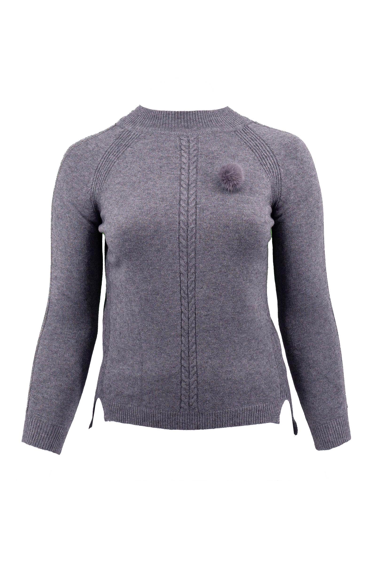 Pullover mit Glitzerstreifen und Bommeldetail