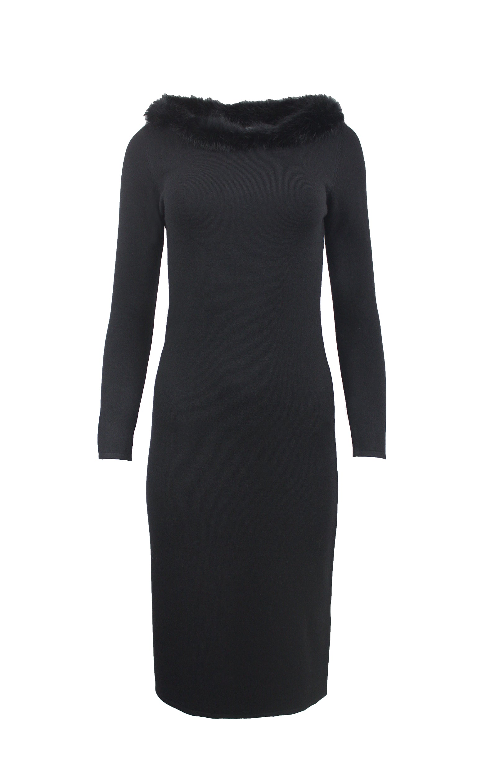 Midikleid mit Pelzdetails