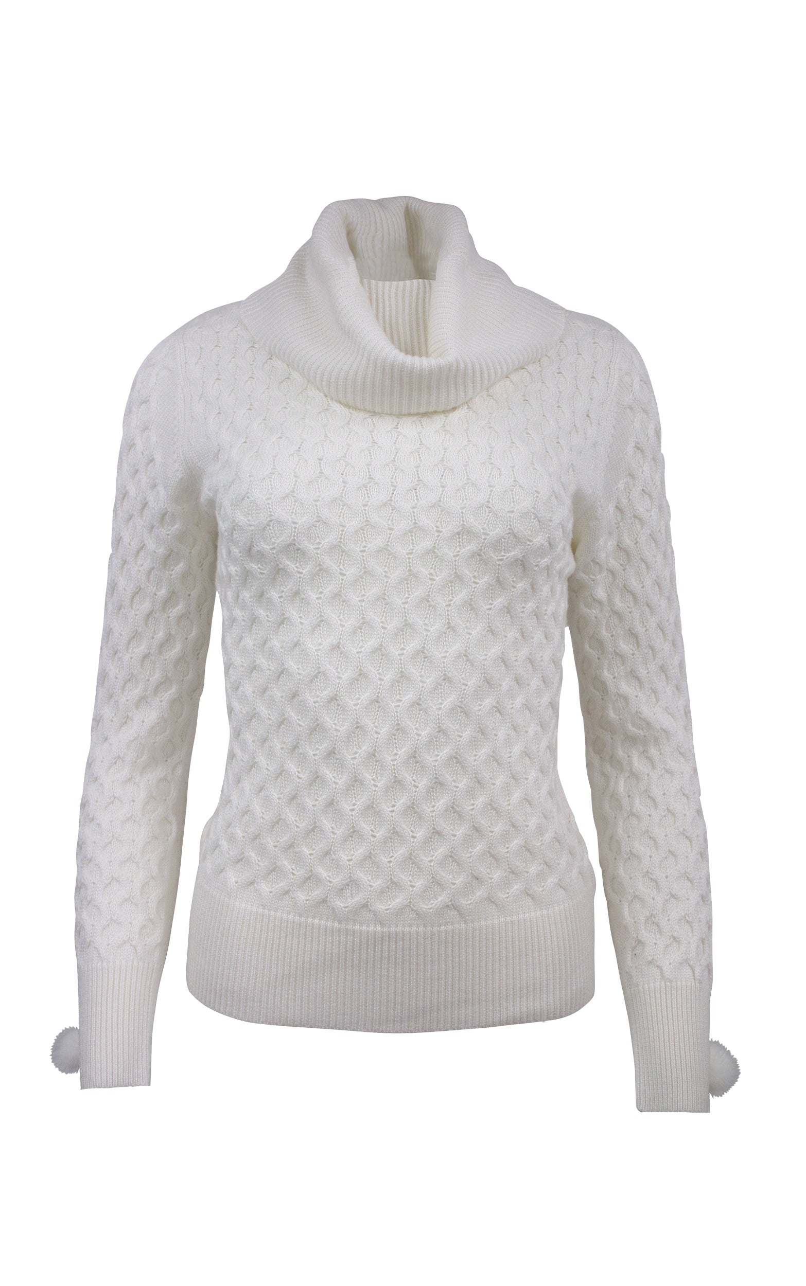 Strukturierter Strickpullover mit Bommeldetails