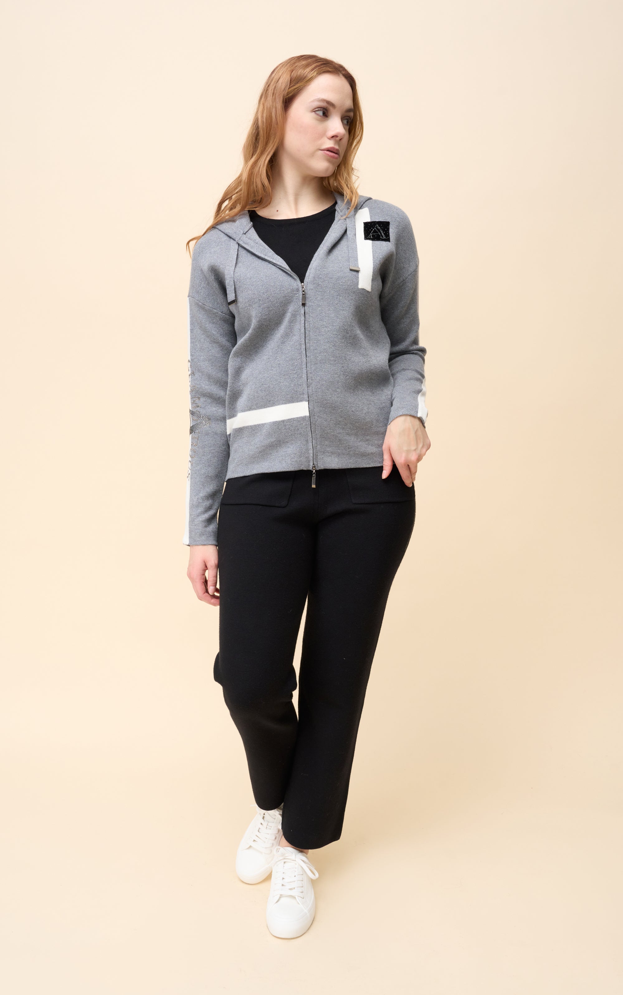 Sweatjacke mit Kapuze im Color Block-Design
