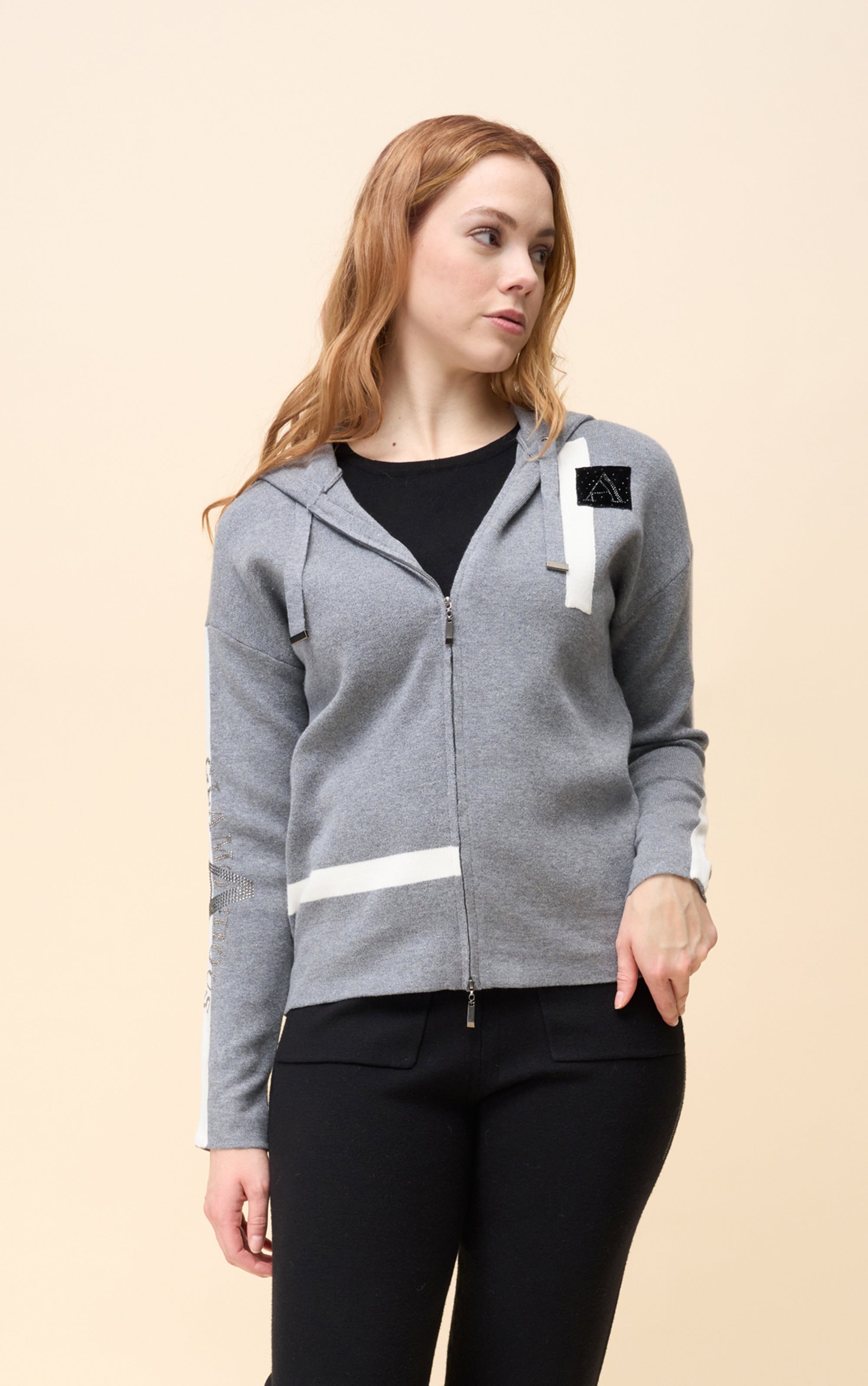 Sweatjacke mit Kapuze im Color Block-Design