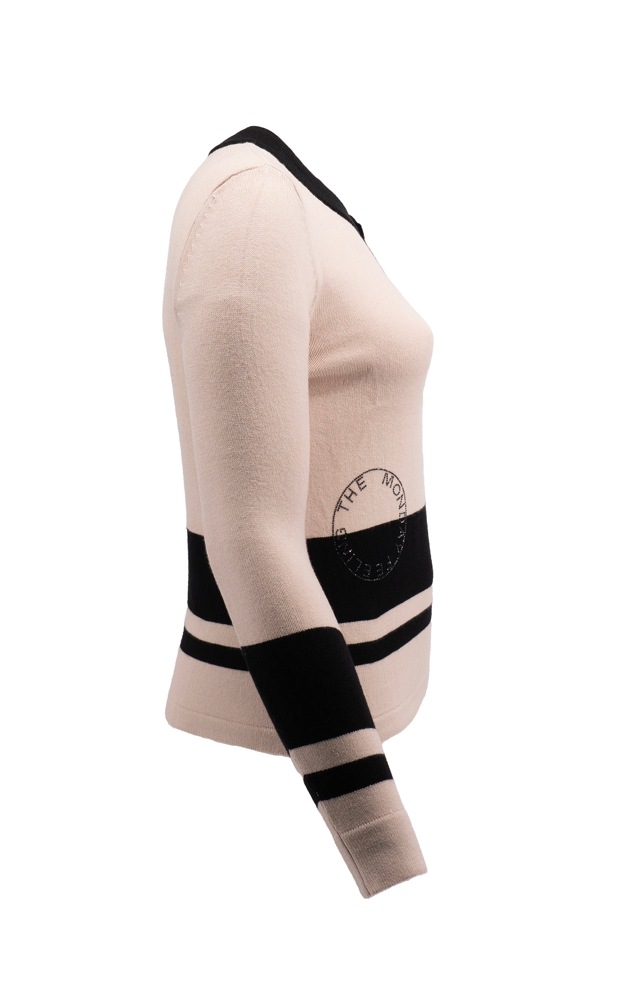 Strickpullover mit Streifendetails und Strasssteinen