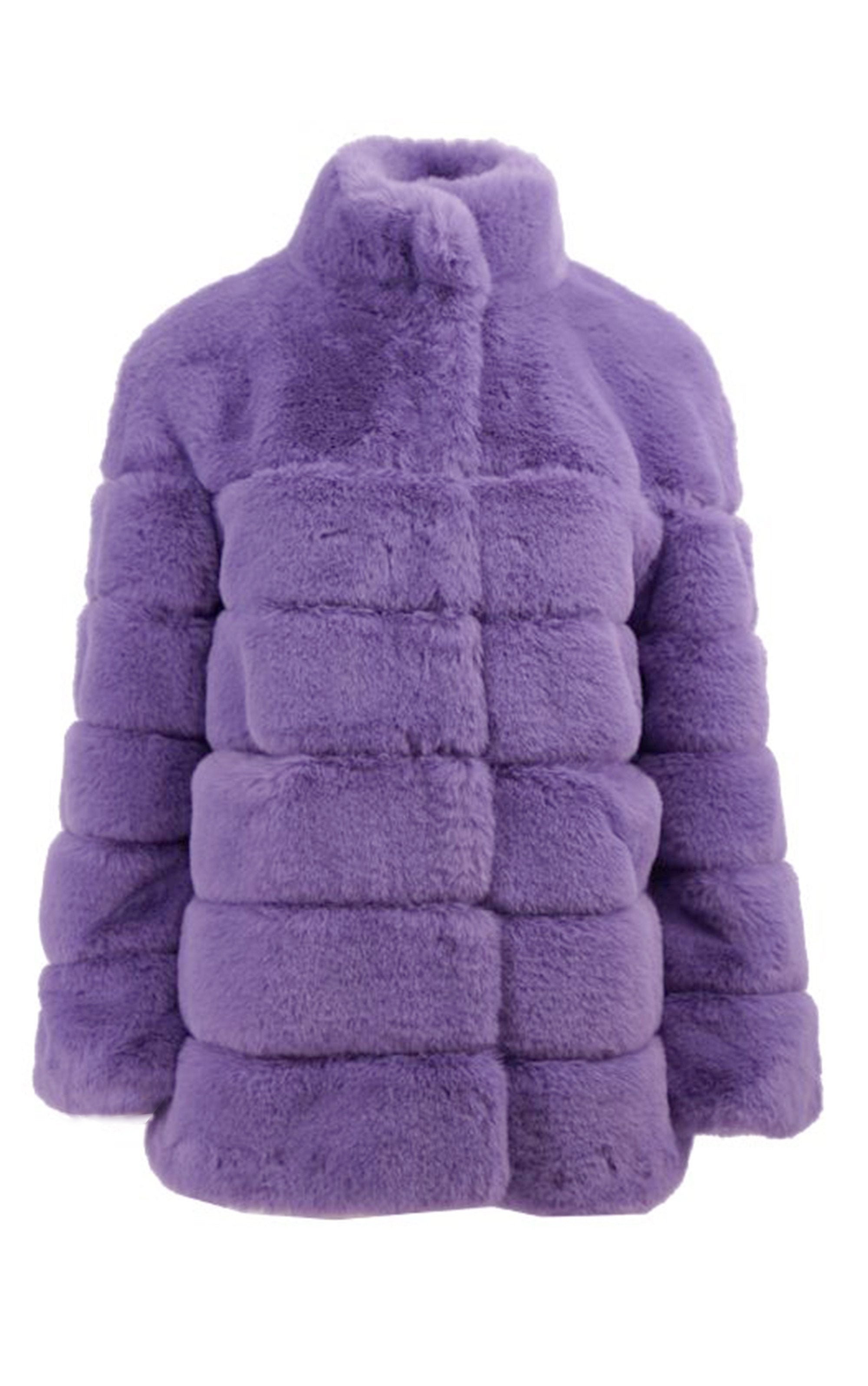 Kunstfell Steppjacke in zartem Hellviolett oder Schwarz