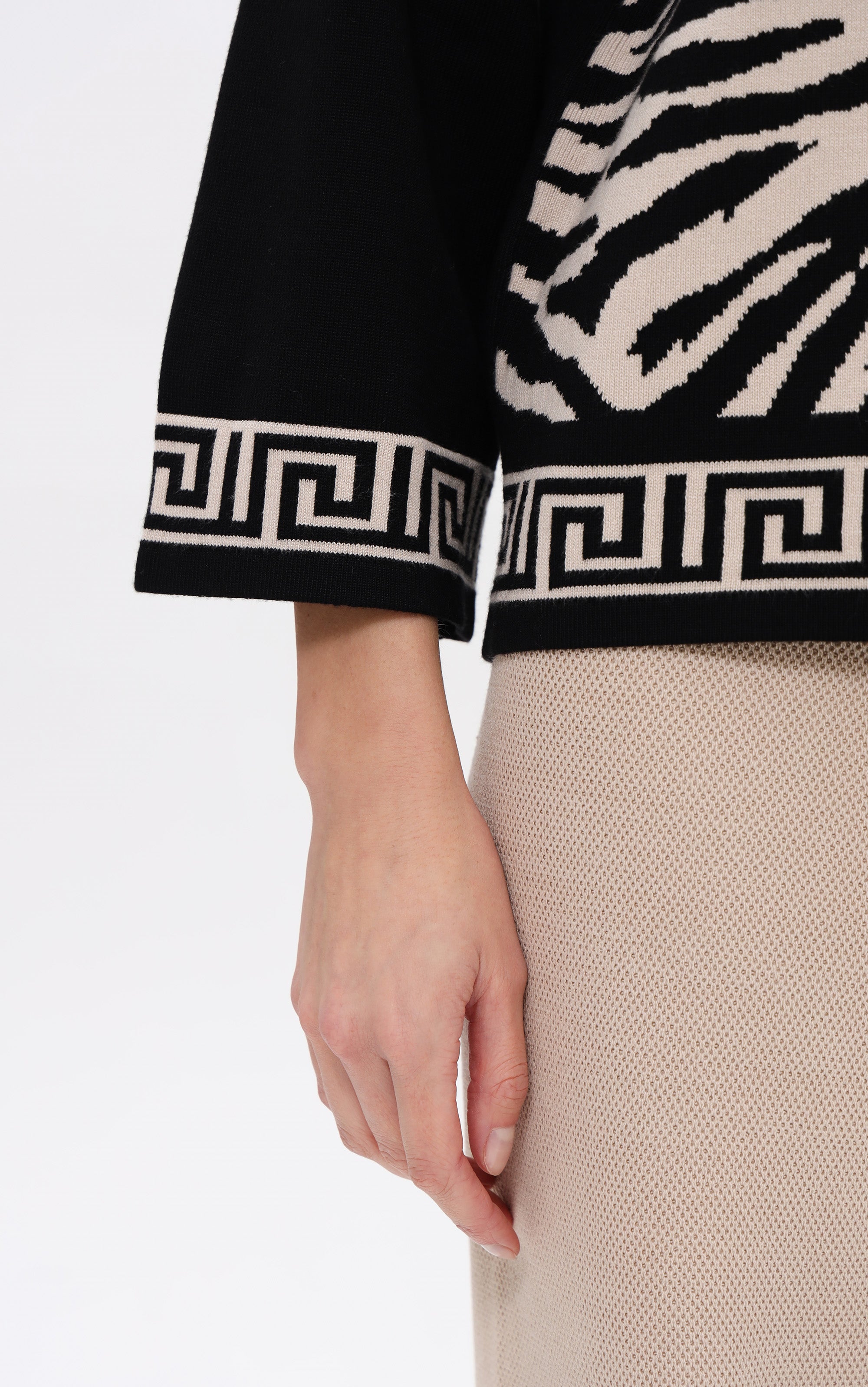 Pullover mit Zebraprint und Stehkragen
