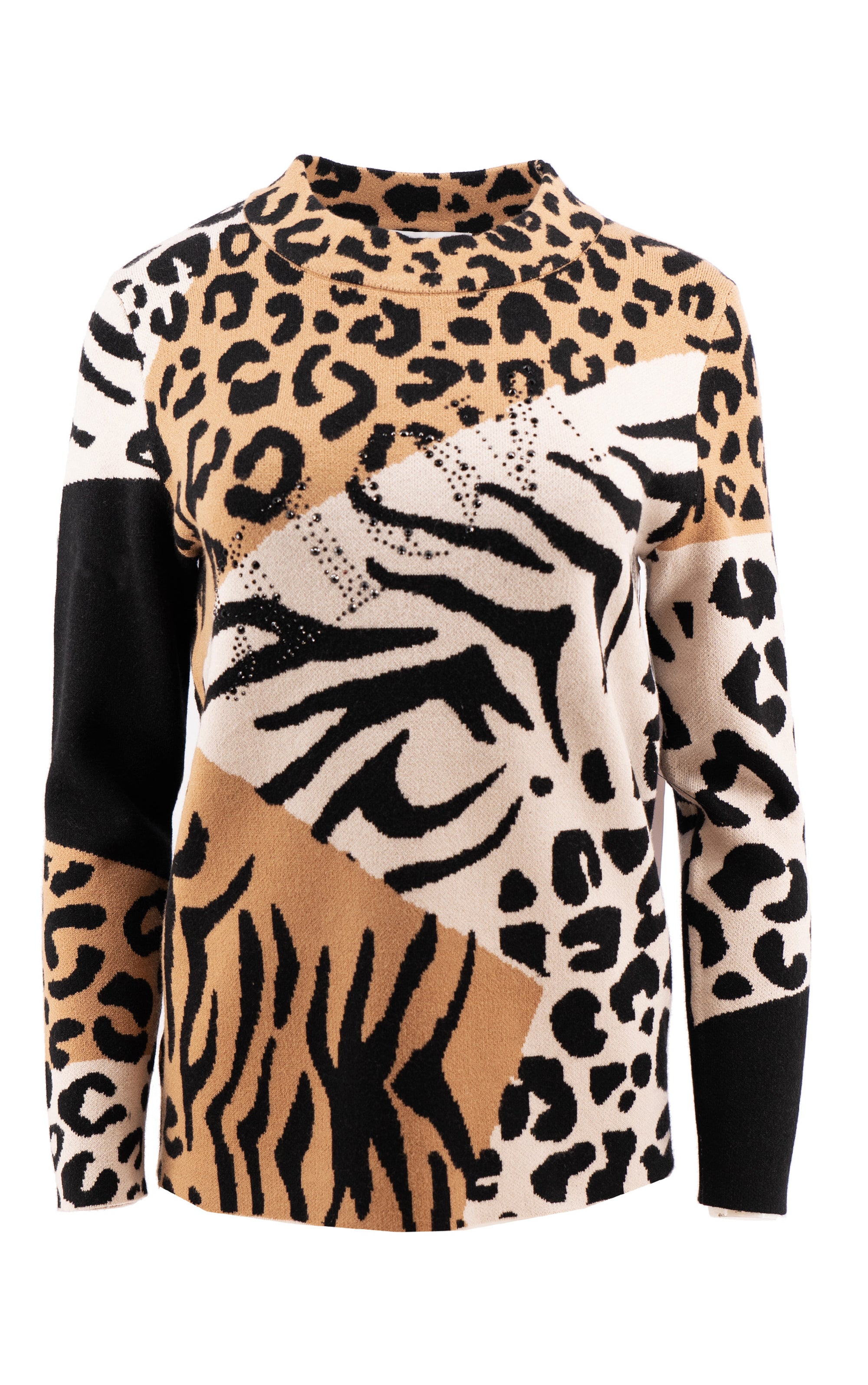 Pullover mit Stehkragen und Strassdetails