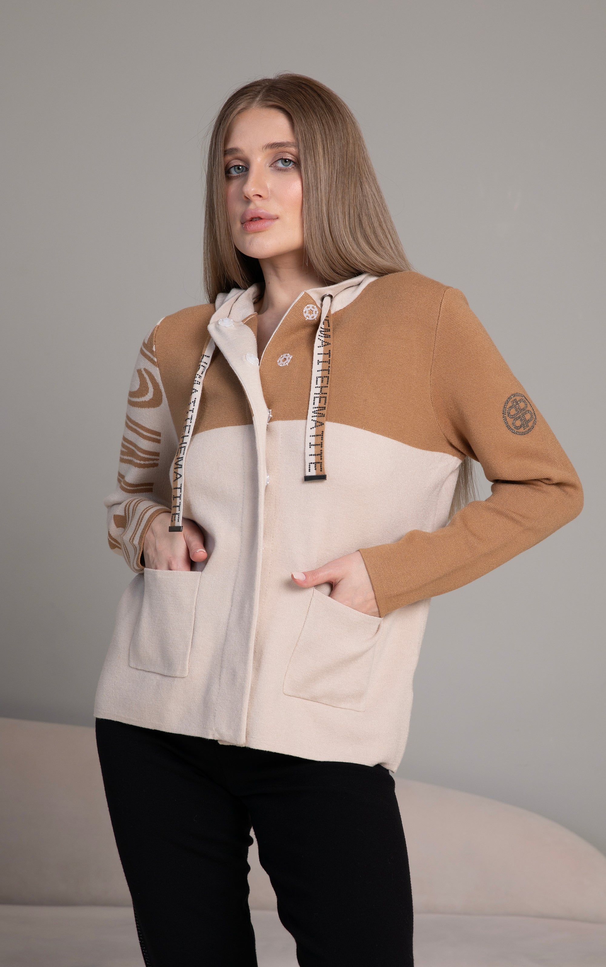 Sweatjacke im Color Block-Design