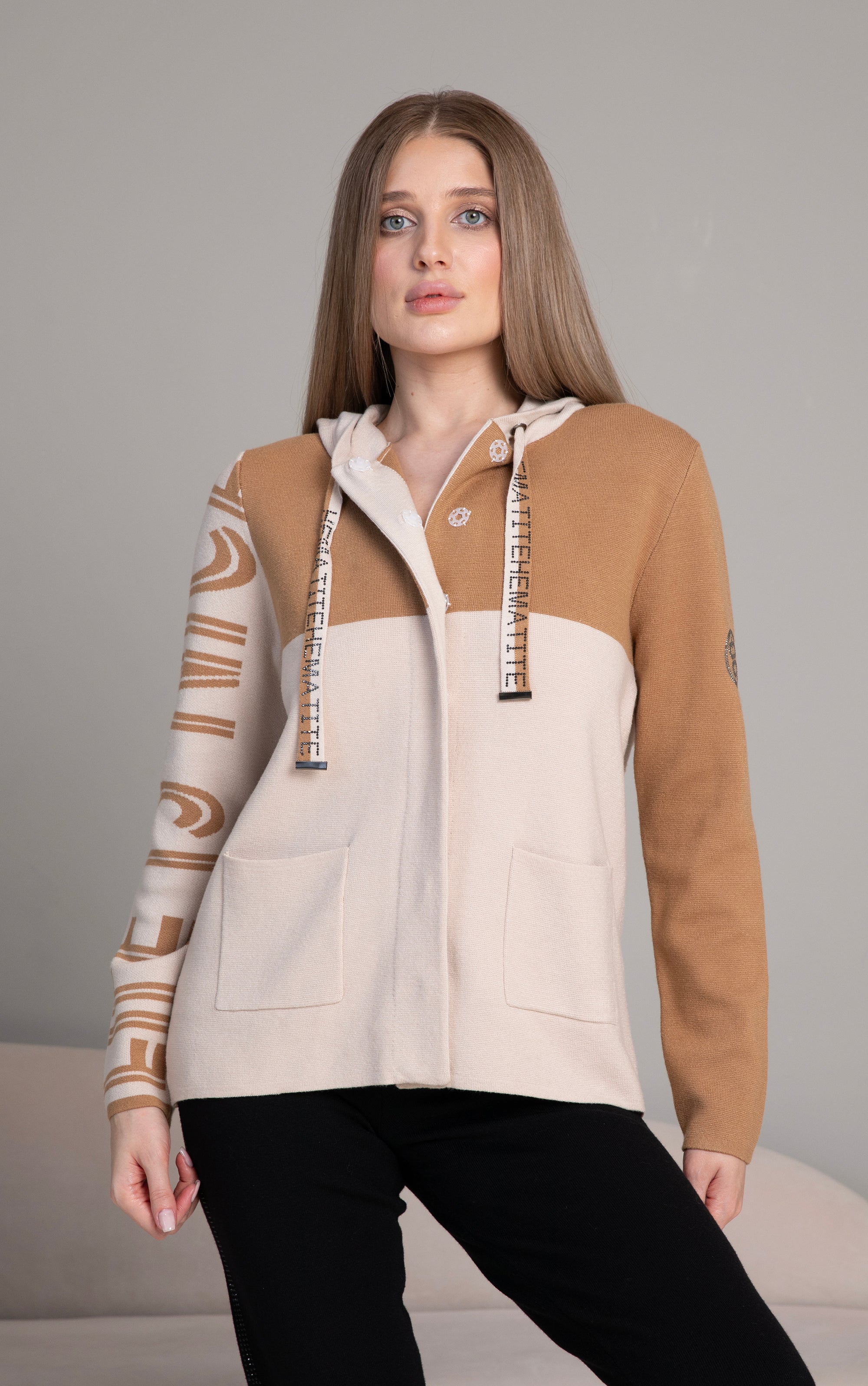 Sweatjacke im Color Block-Design