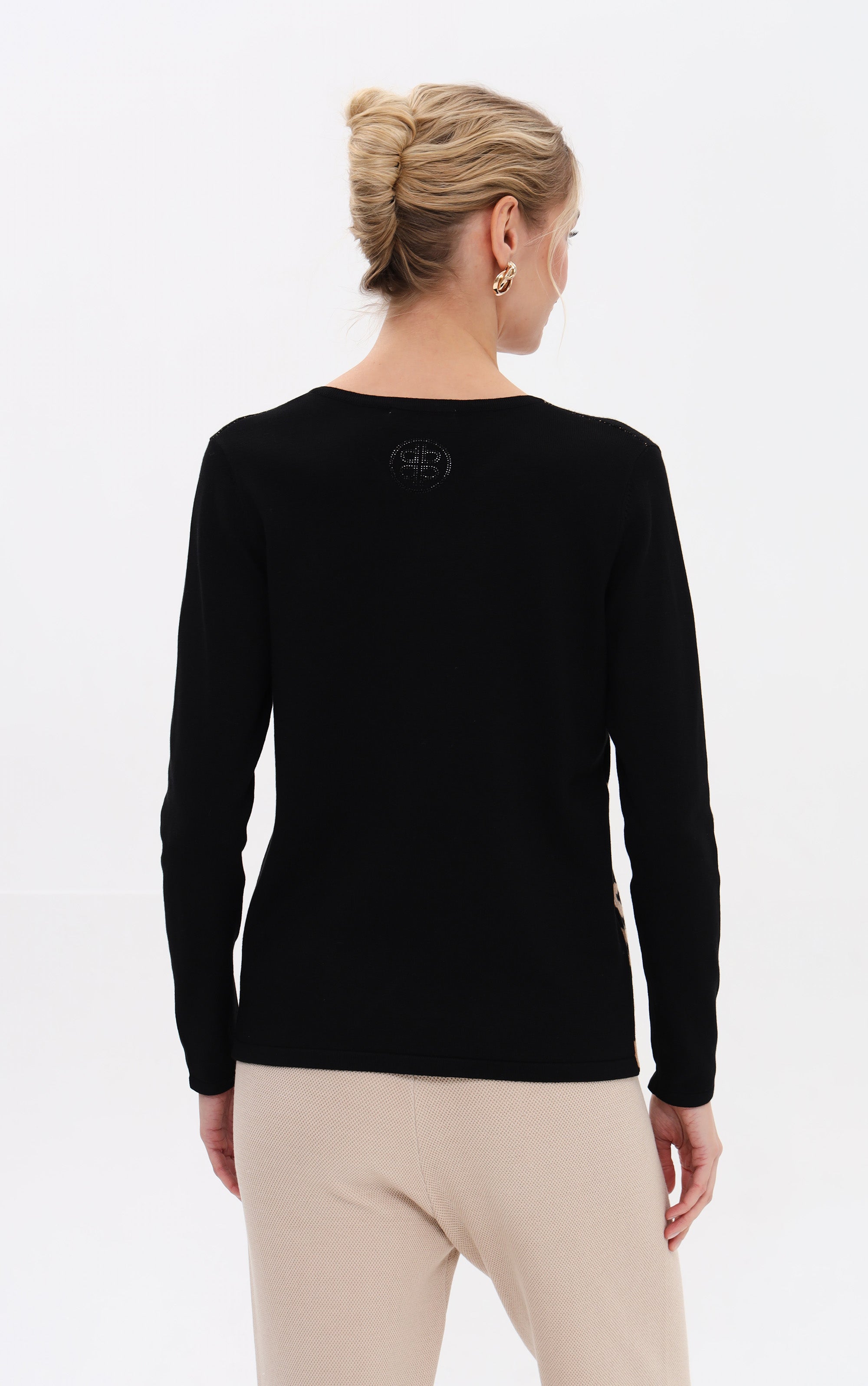 Pullover mit Leoprint und Logo