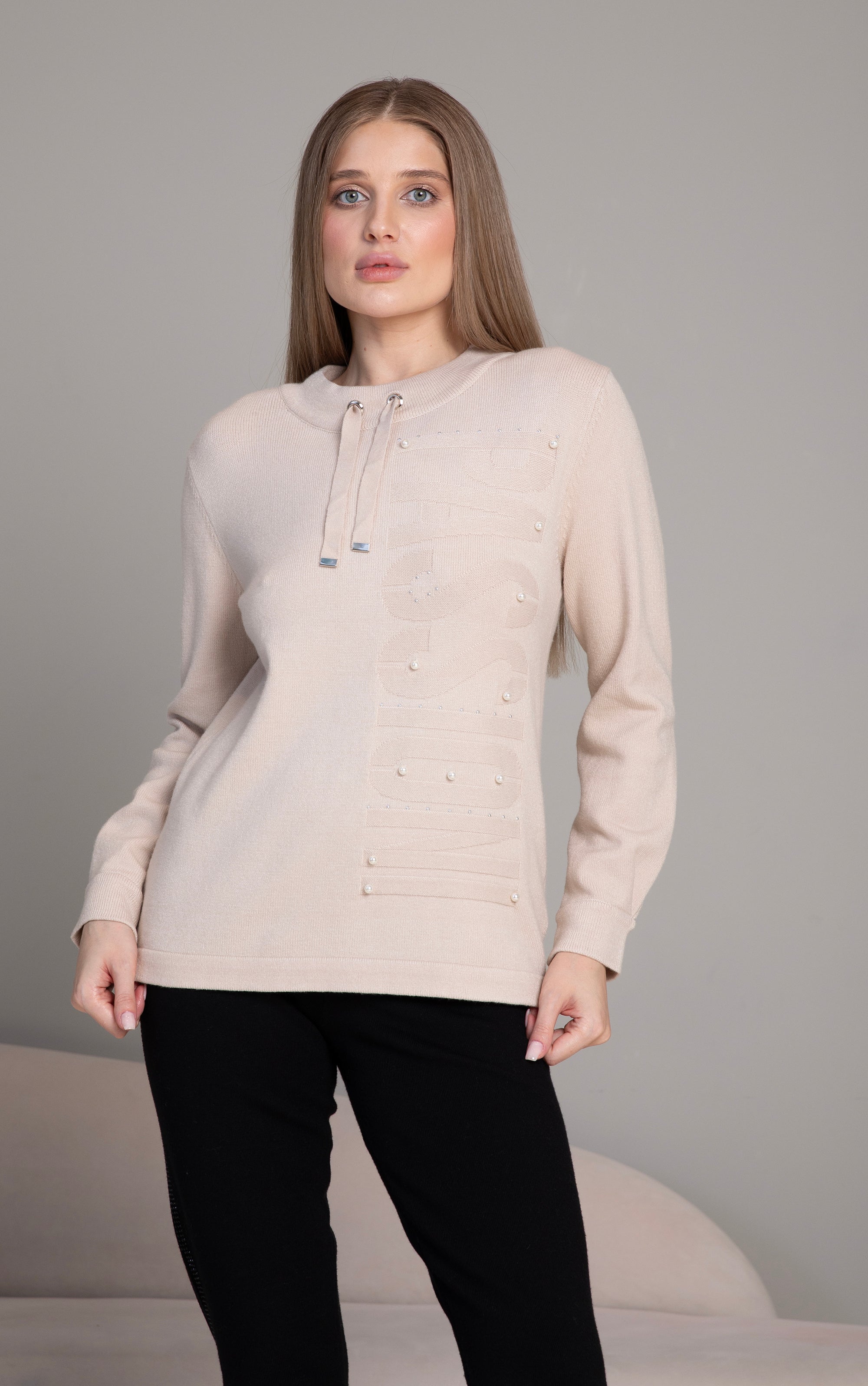 Feinstrick Pullover mit Logo-Schriftzug