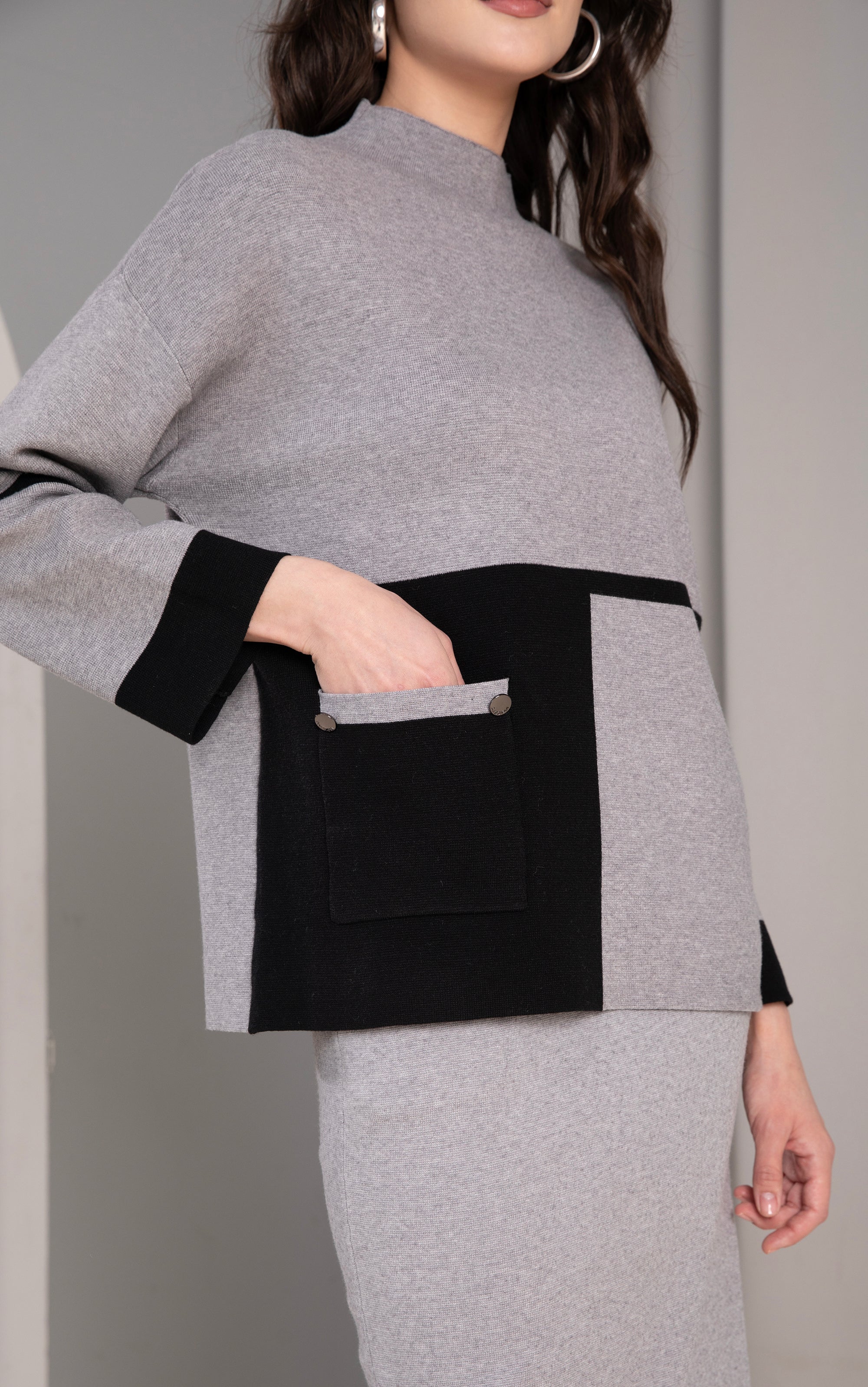 Strickpullover im Color Blocking-Design