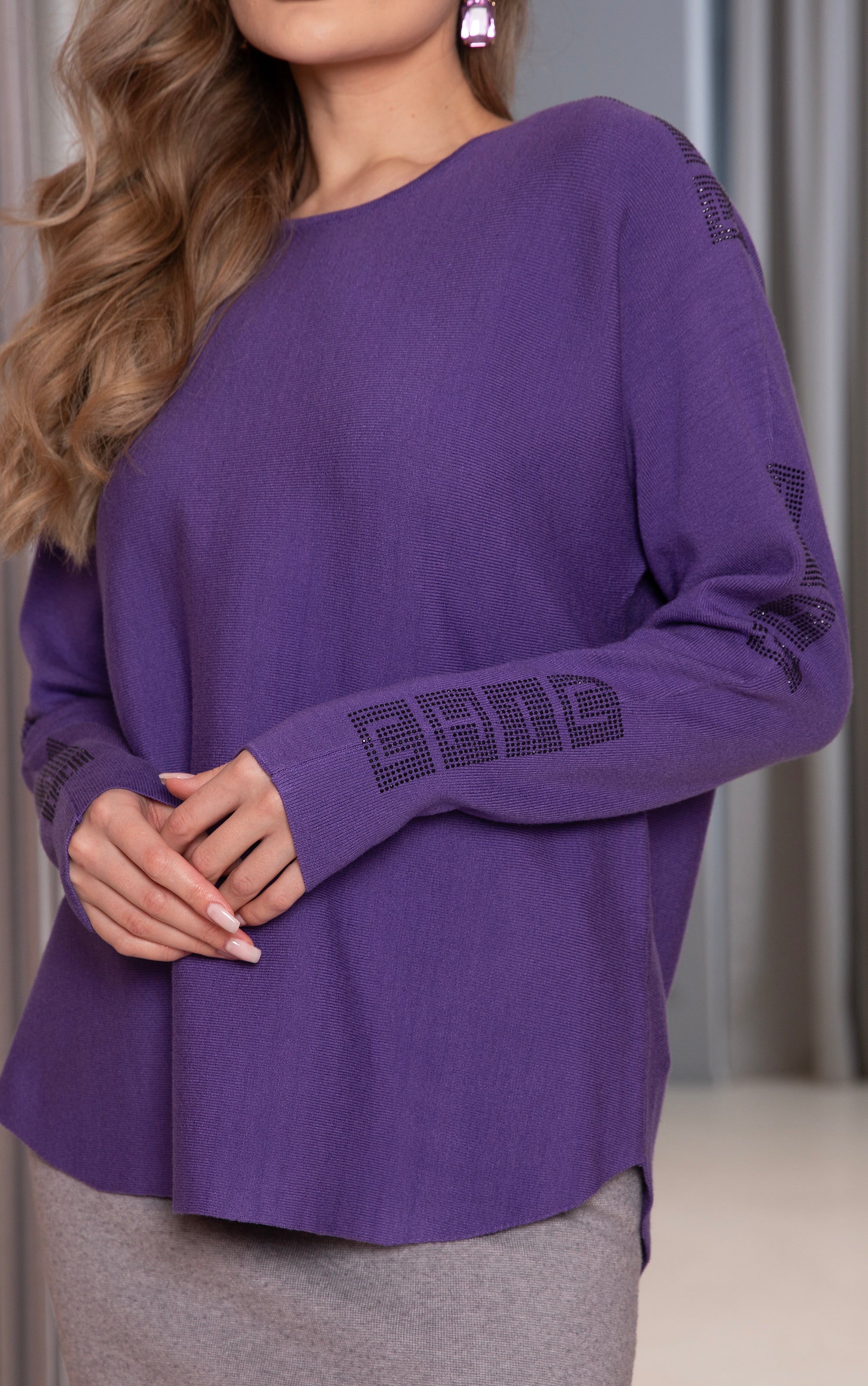 Strickpullover mit Strassdetails