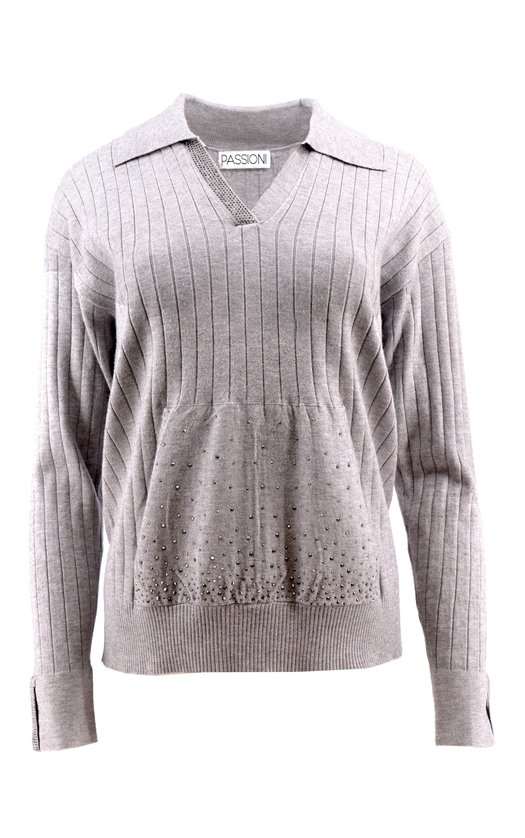 Rippstrick Pullover mit Vordertasche