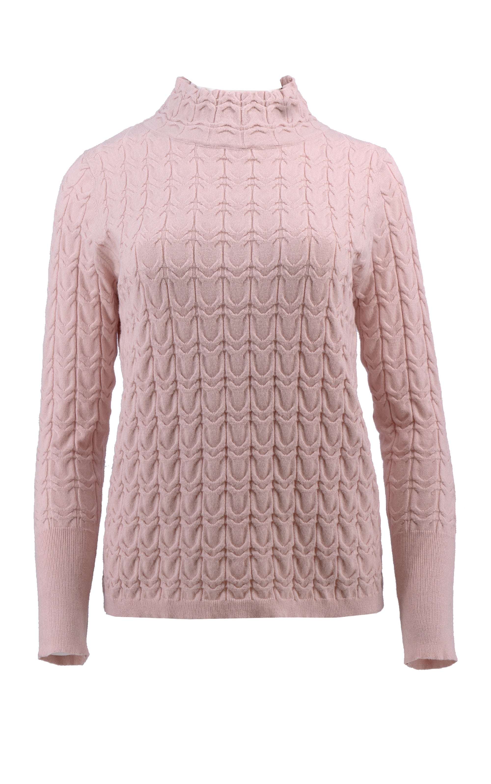 Strickpullover mit hohem Halsausschnitt in Hellrosa