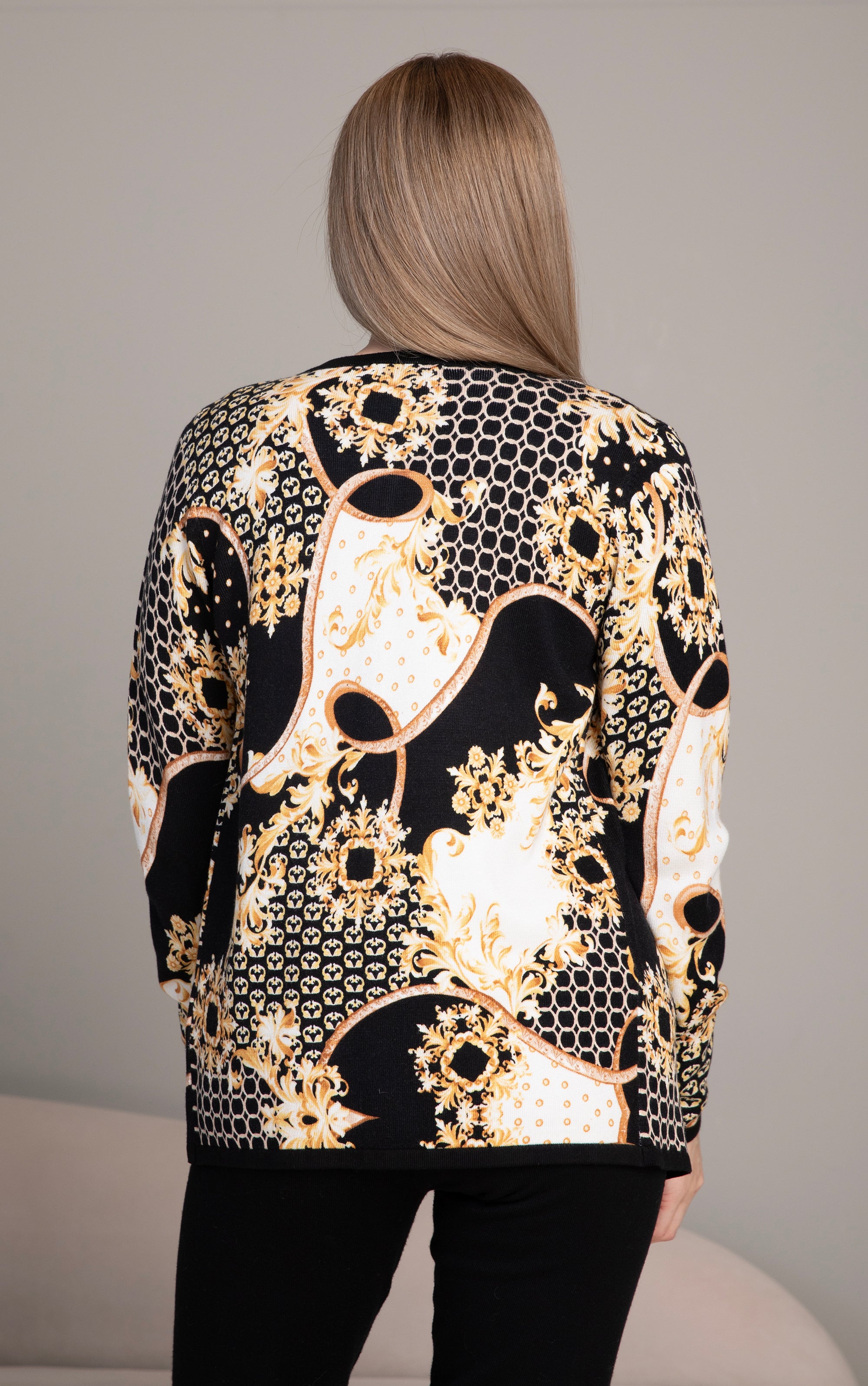 Twinset mit dekorativem Schal-Print