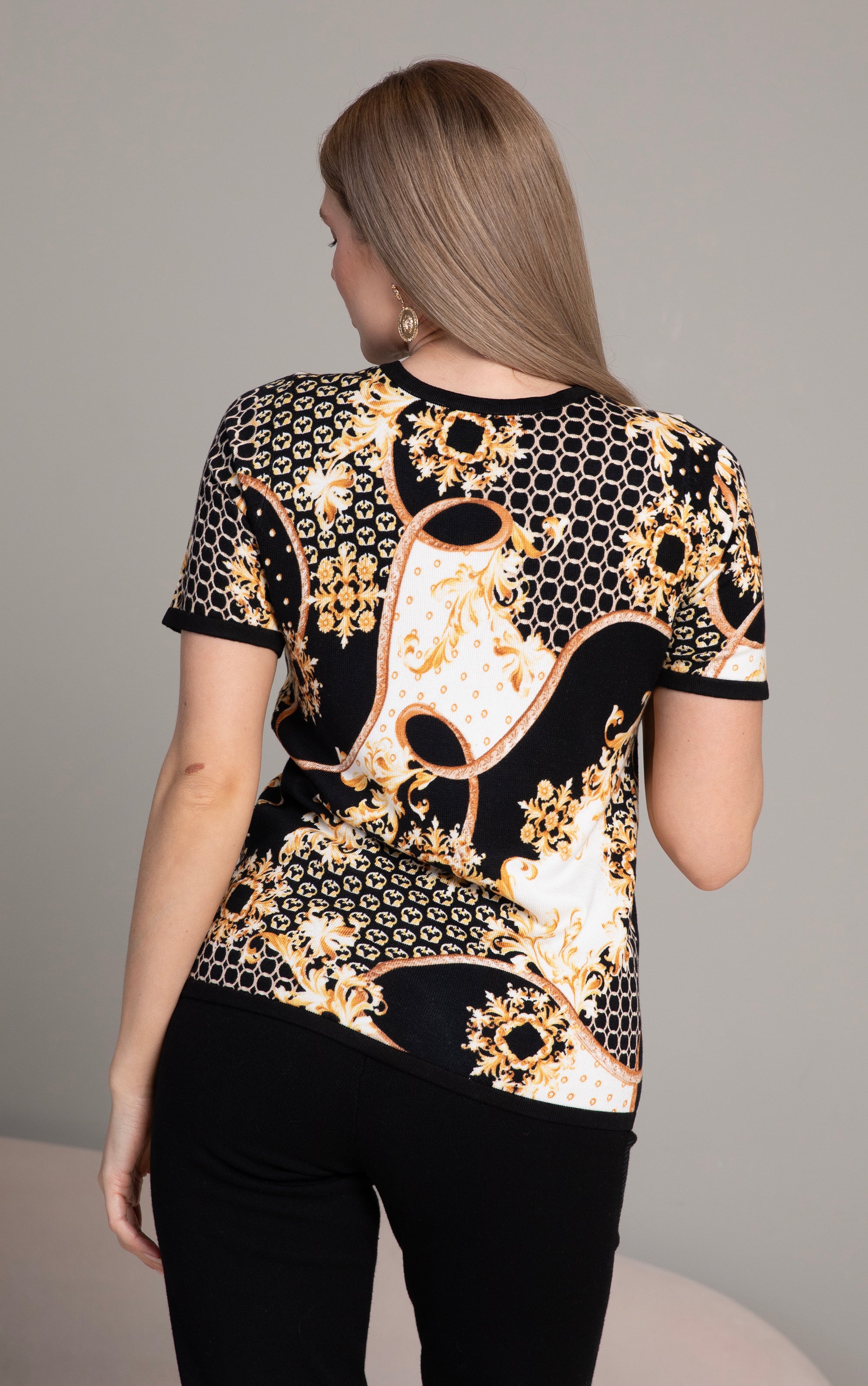 Twinset mit dekorativem Schal-Print
