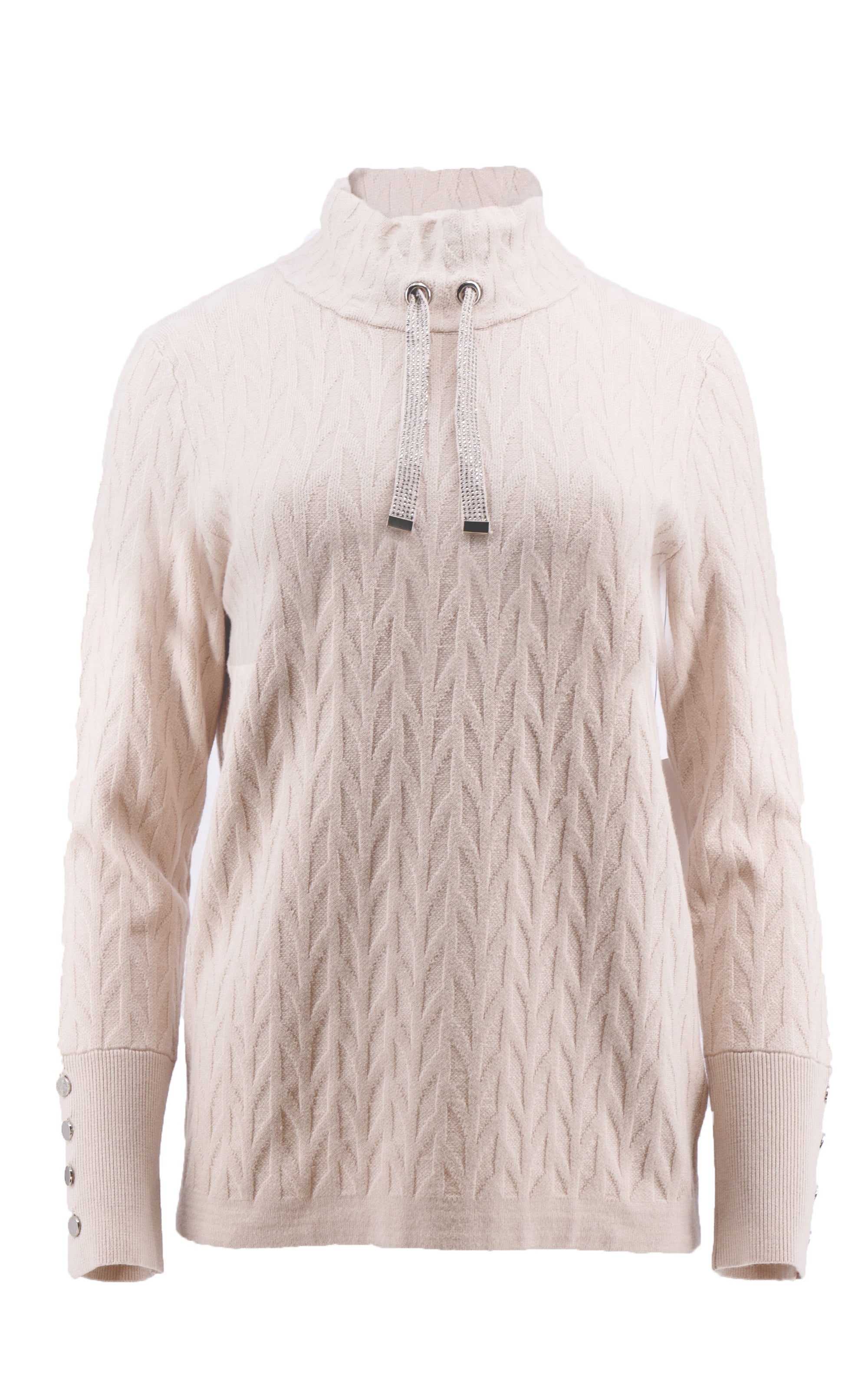 Strickpullover mit hohem Halsausschnitt aus Strukturstrick