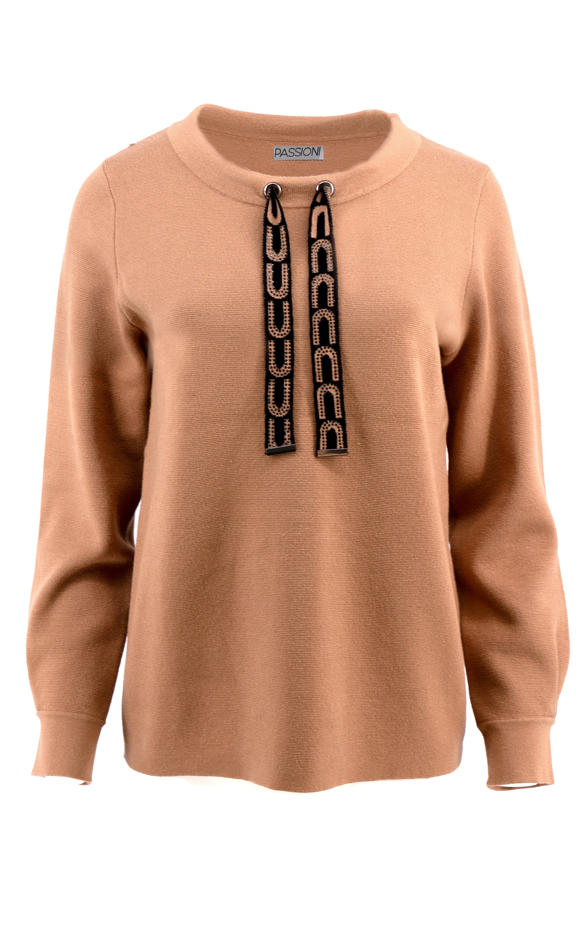 Feinstrick Pullover mit Kordelzug
