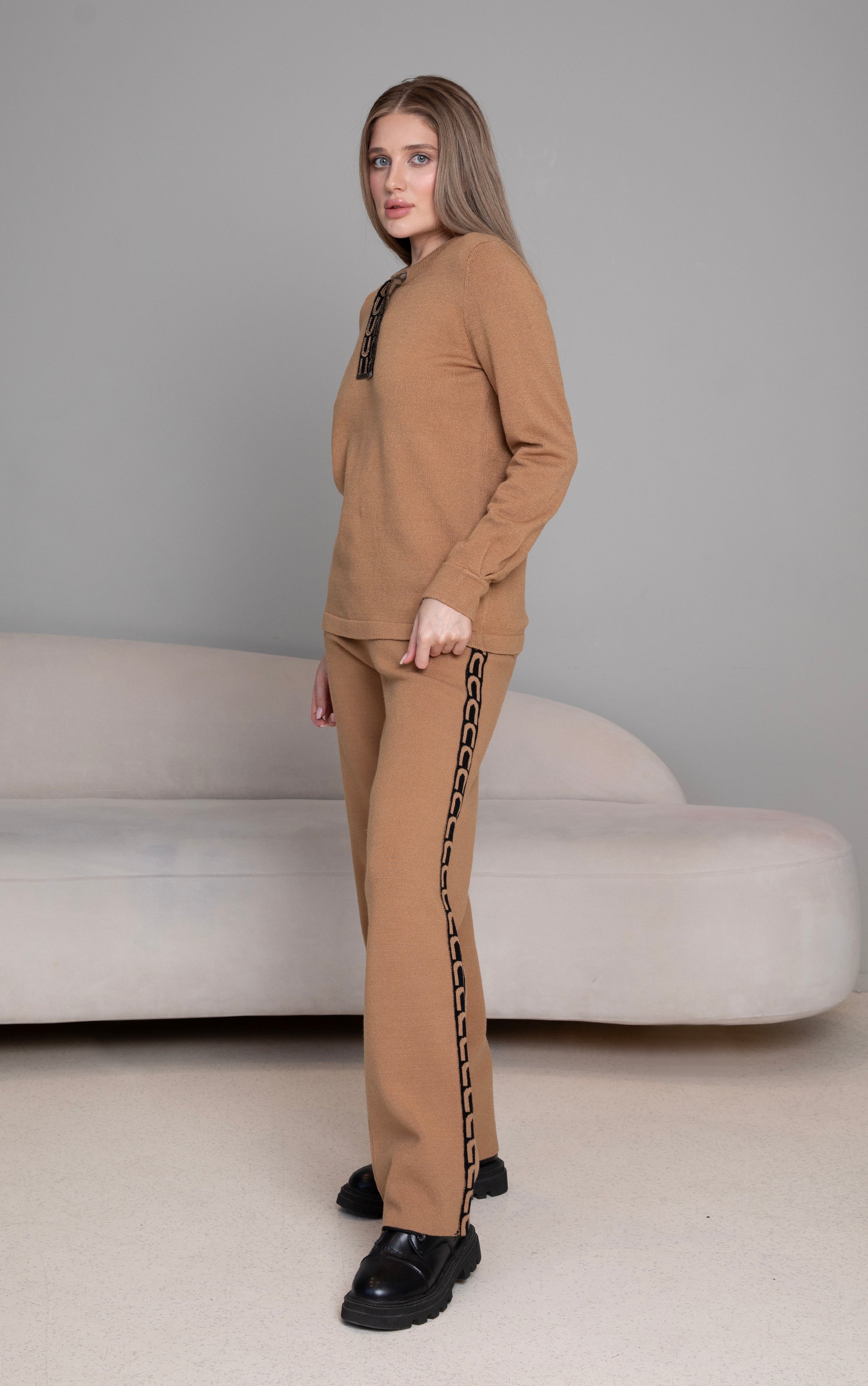 Feinstrick Pullover mit Kordelzug