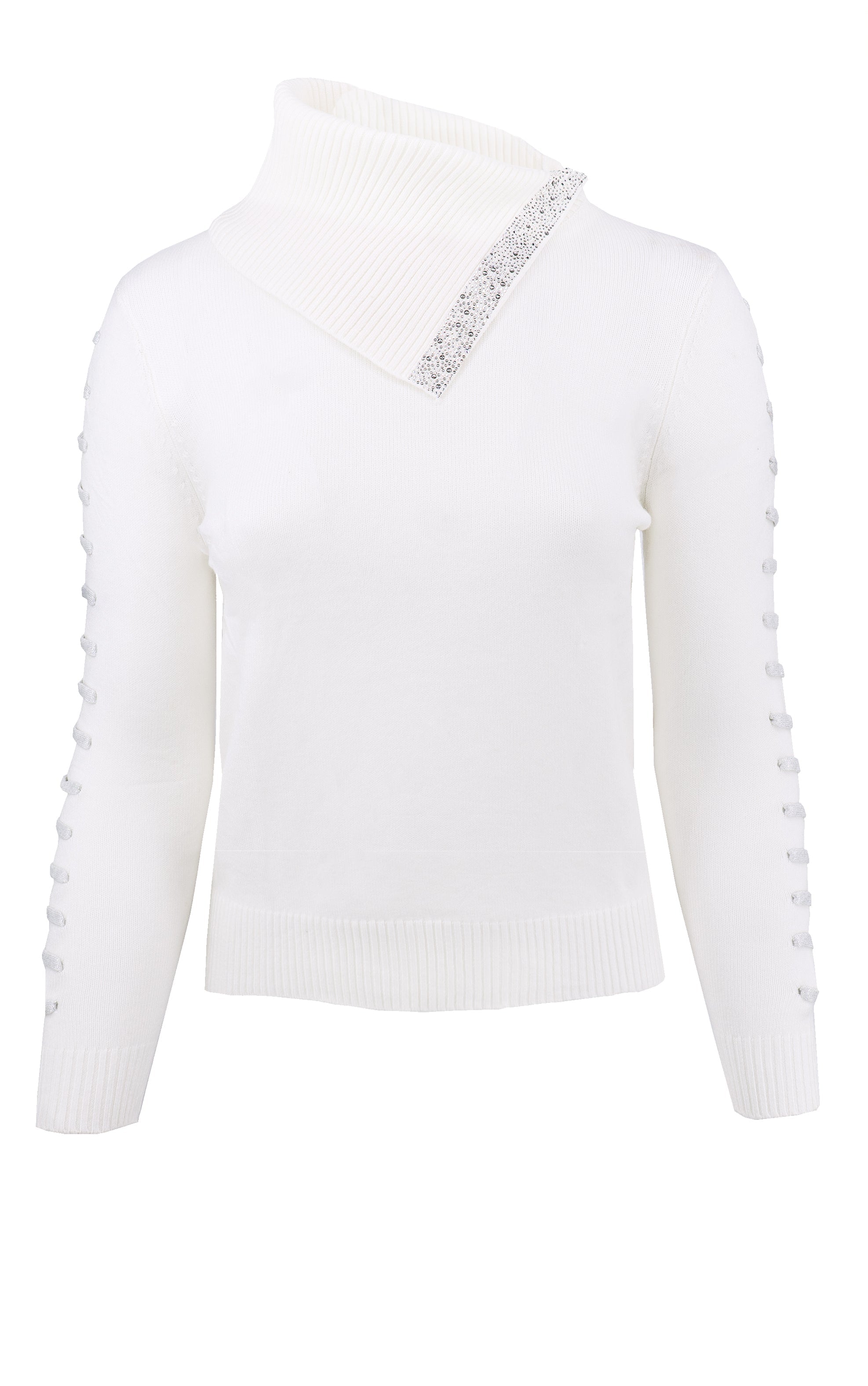Pullover mit Umschlagkragen und Strassdetails