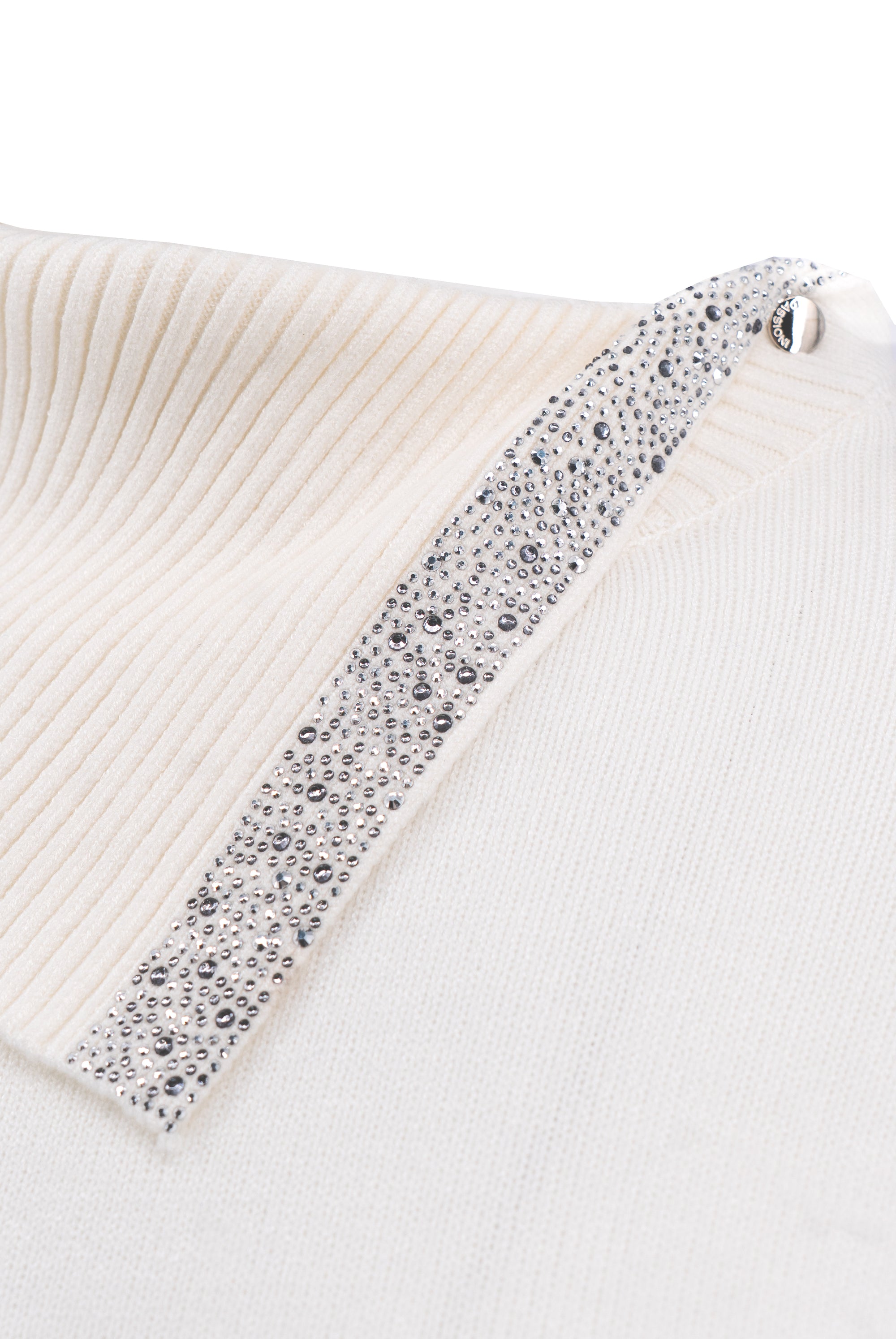 Pullover mit Umschlagkragen und Strassdetails
