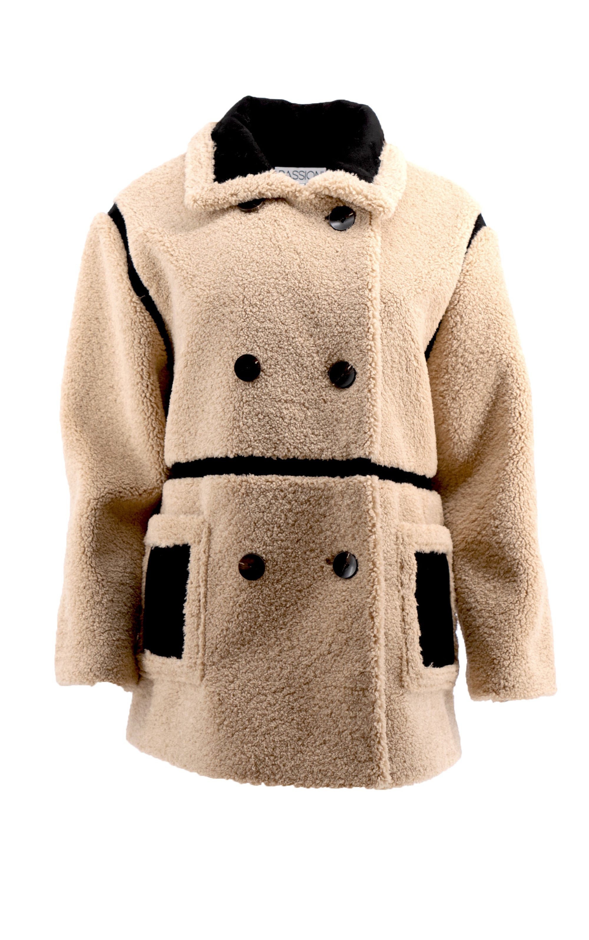 Teddyfleecejacke in Beige mit zwei Vordertaschen