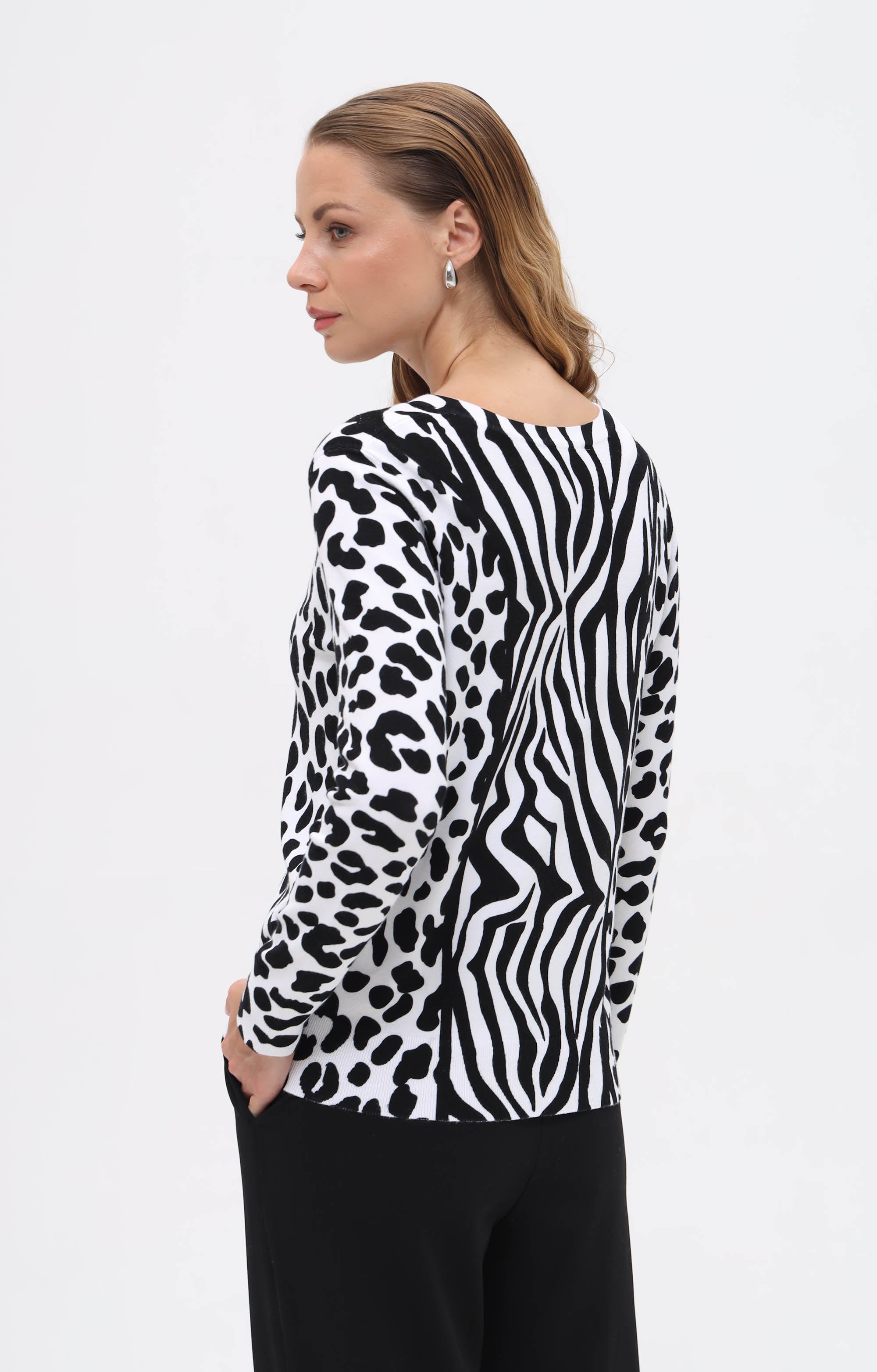 Strickjacke mit abstraktem Animal-Print