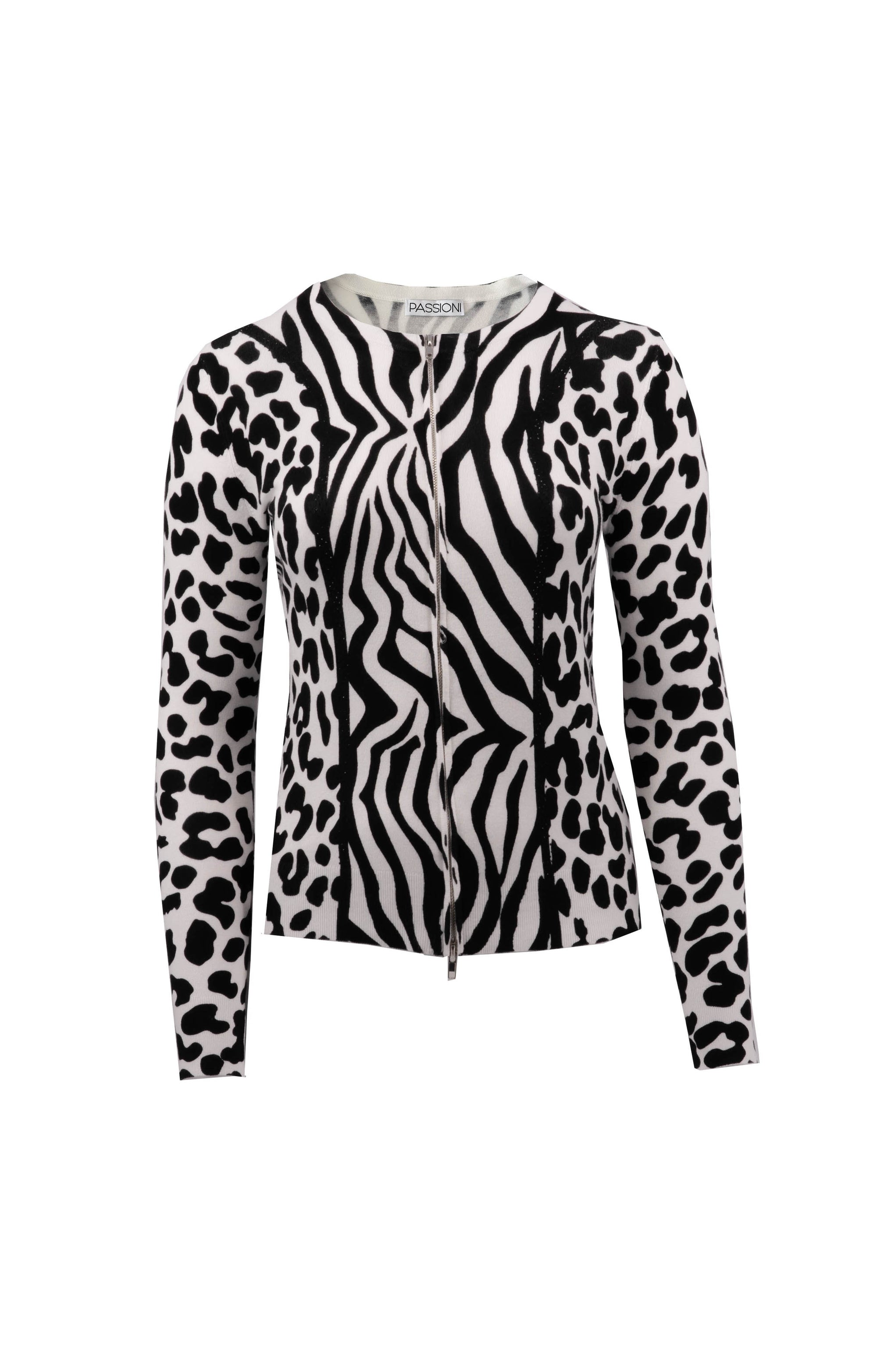 Strickjacke mit abstraktem Animal-Print