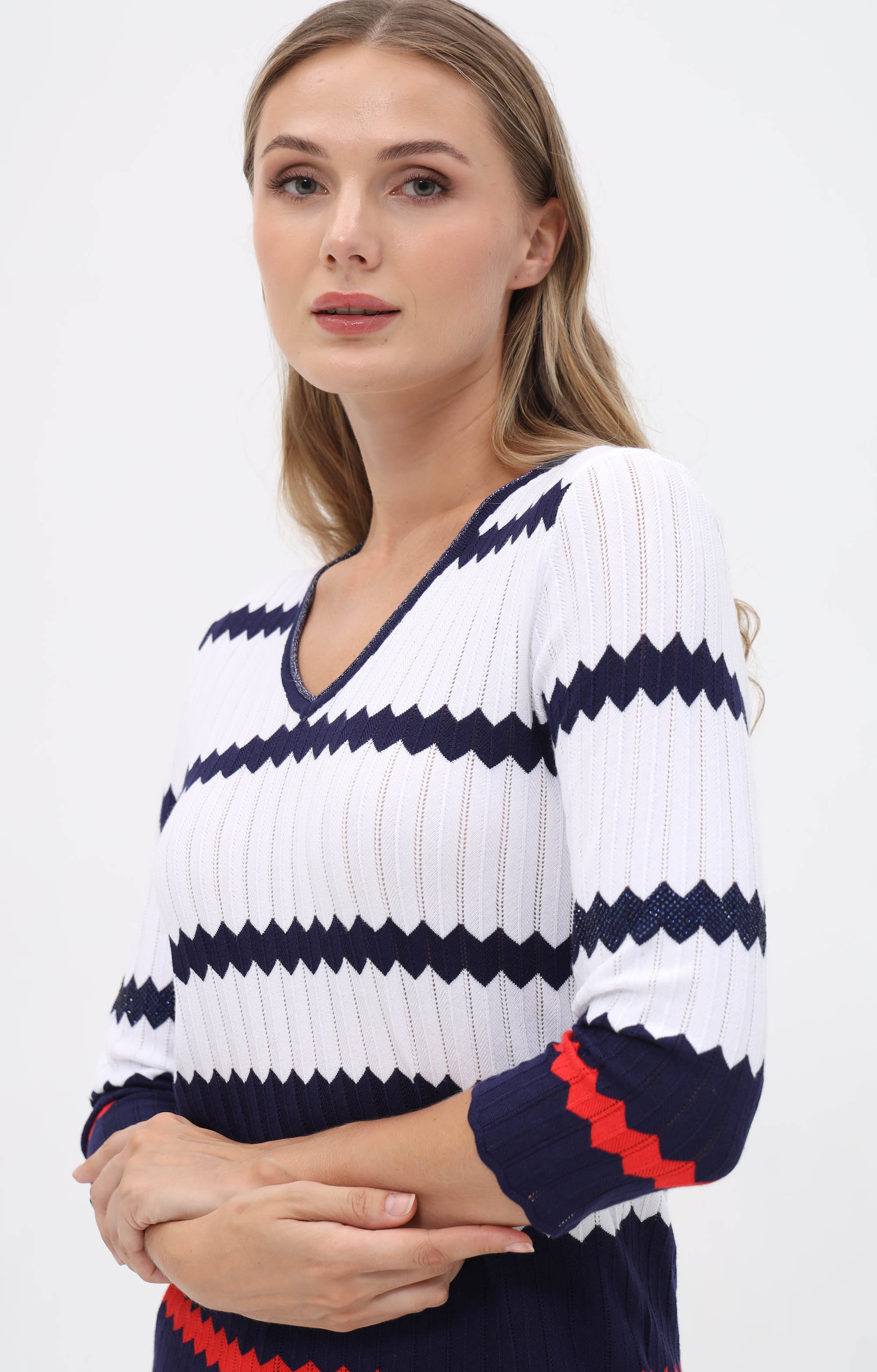 Pullover mit Zick-Zack-Streifen-Design