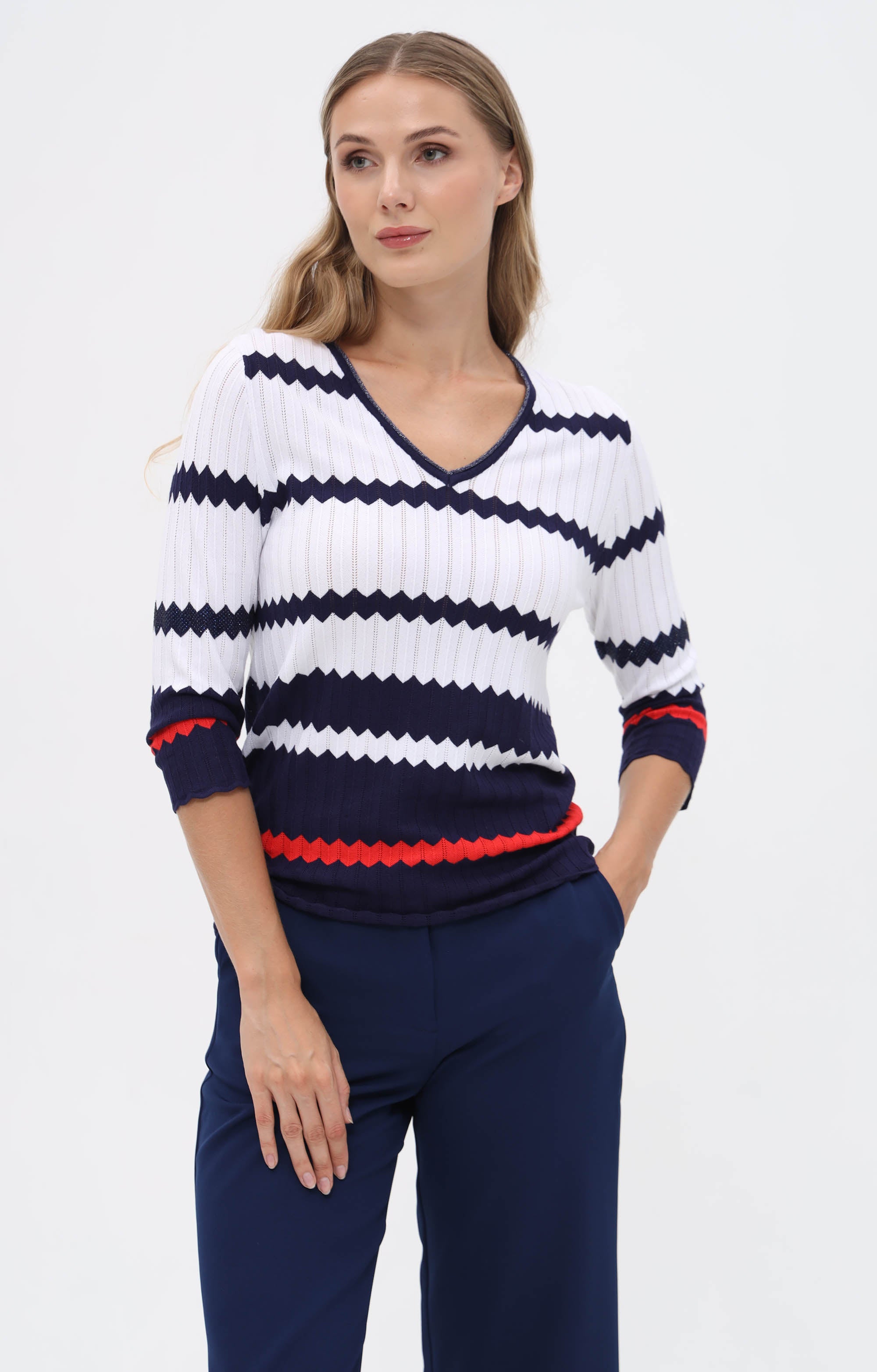 Pullover mit Zick-Zack-Streifen-Design
