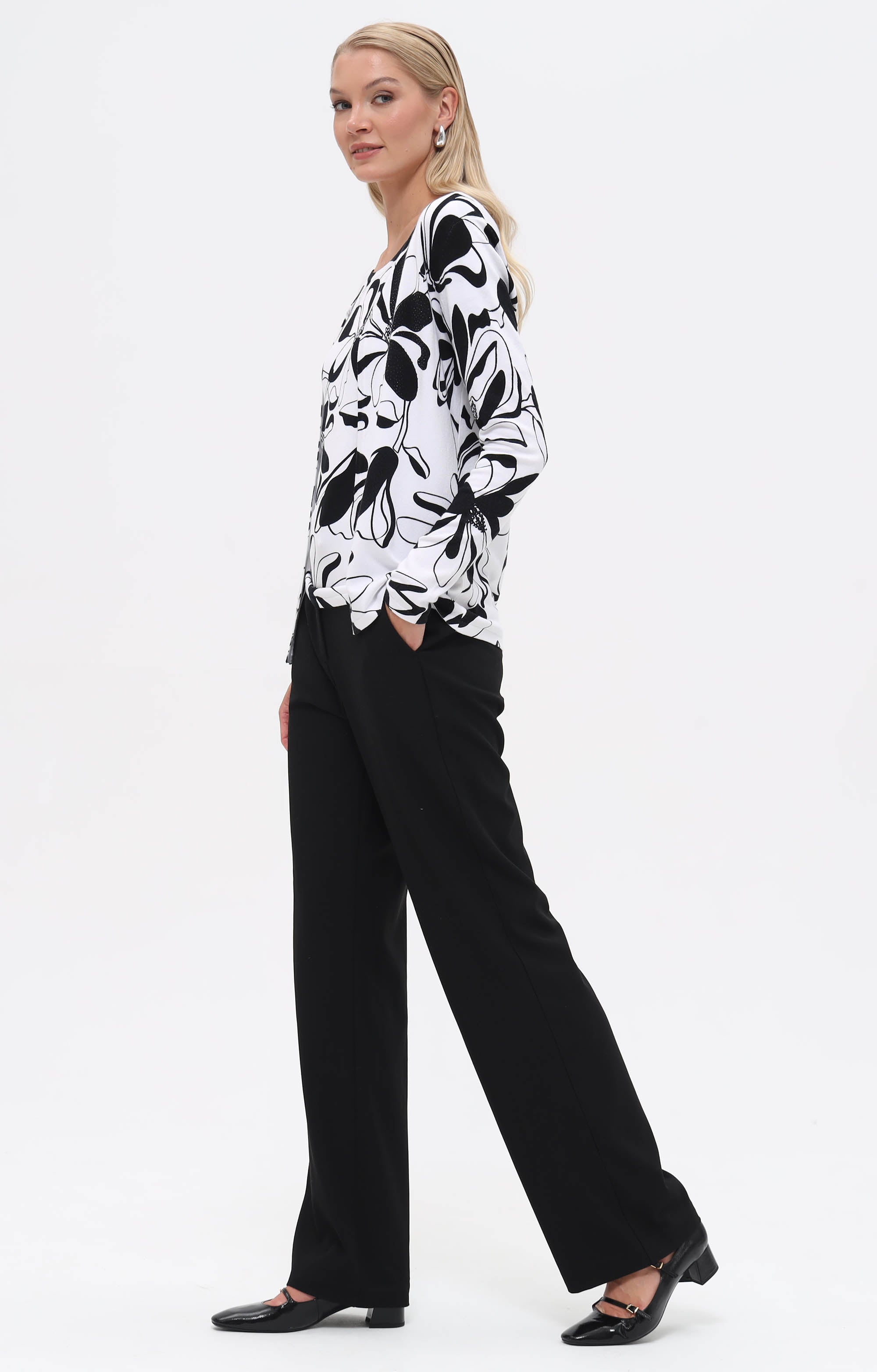 Twinset mit abstraktem Blumen-Print