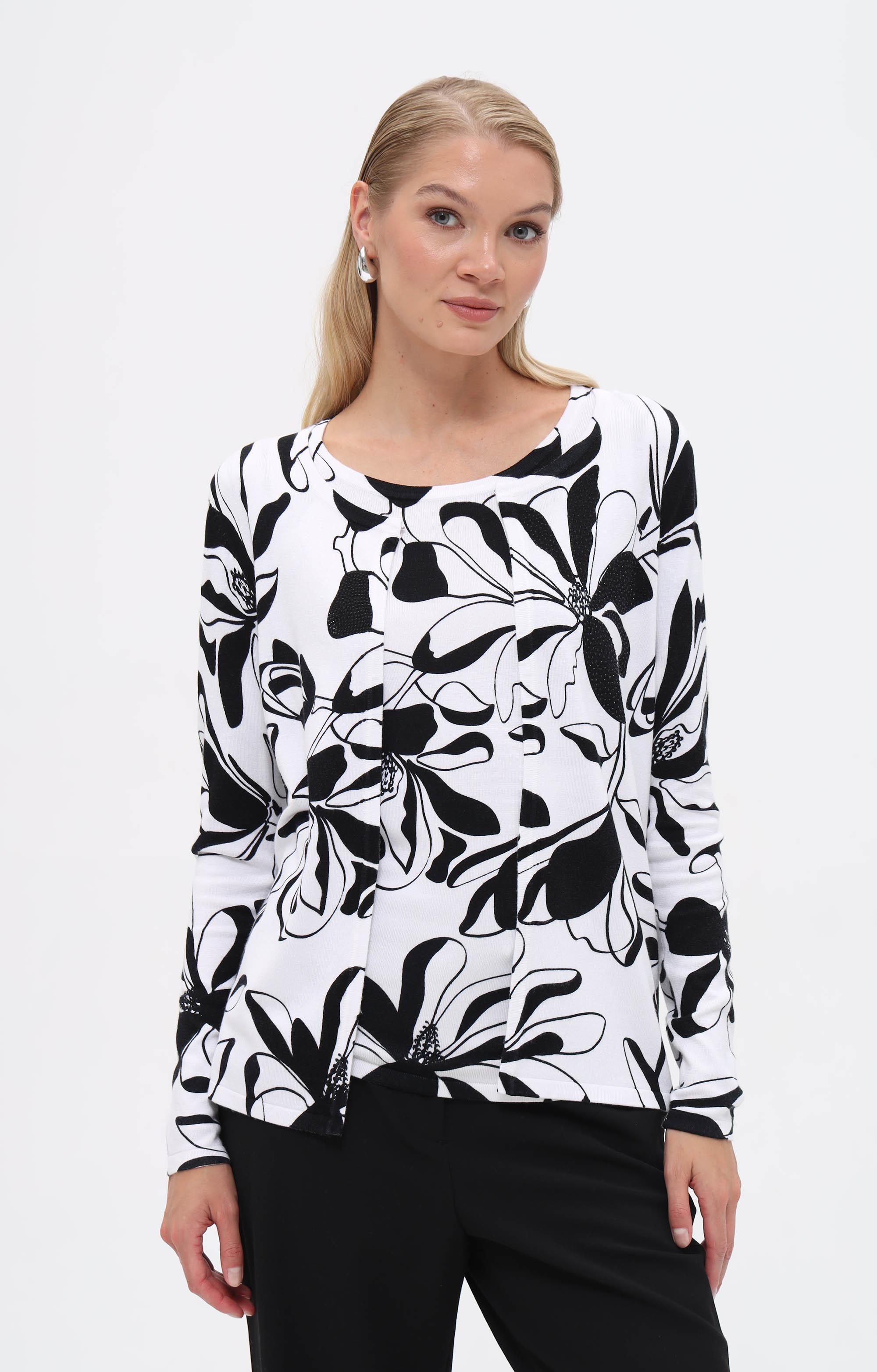 Twinset mit abstraktem Blumen-Print