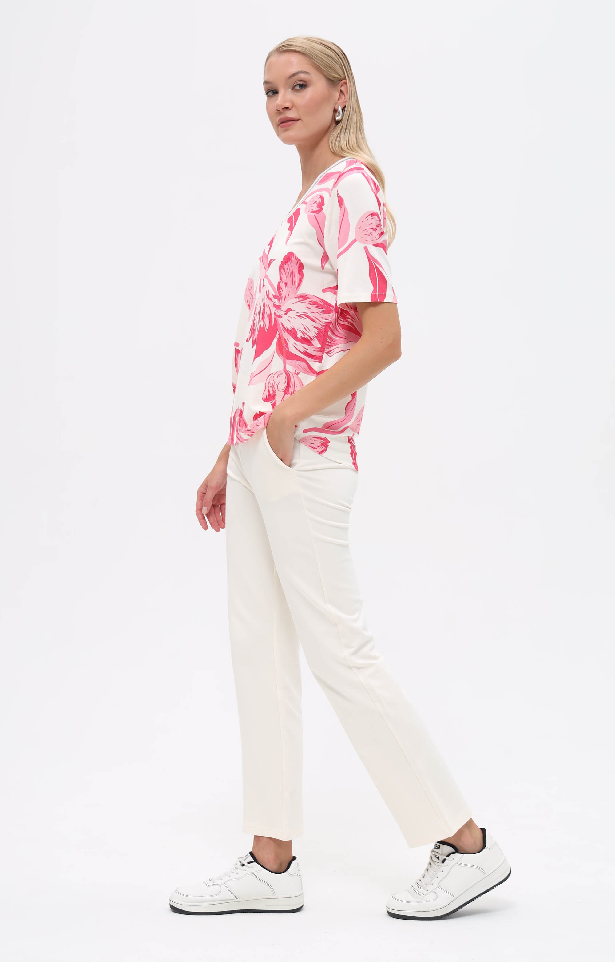 T-Shirt mit Tulpen-Print