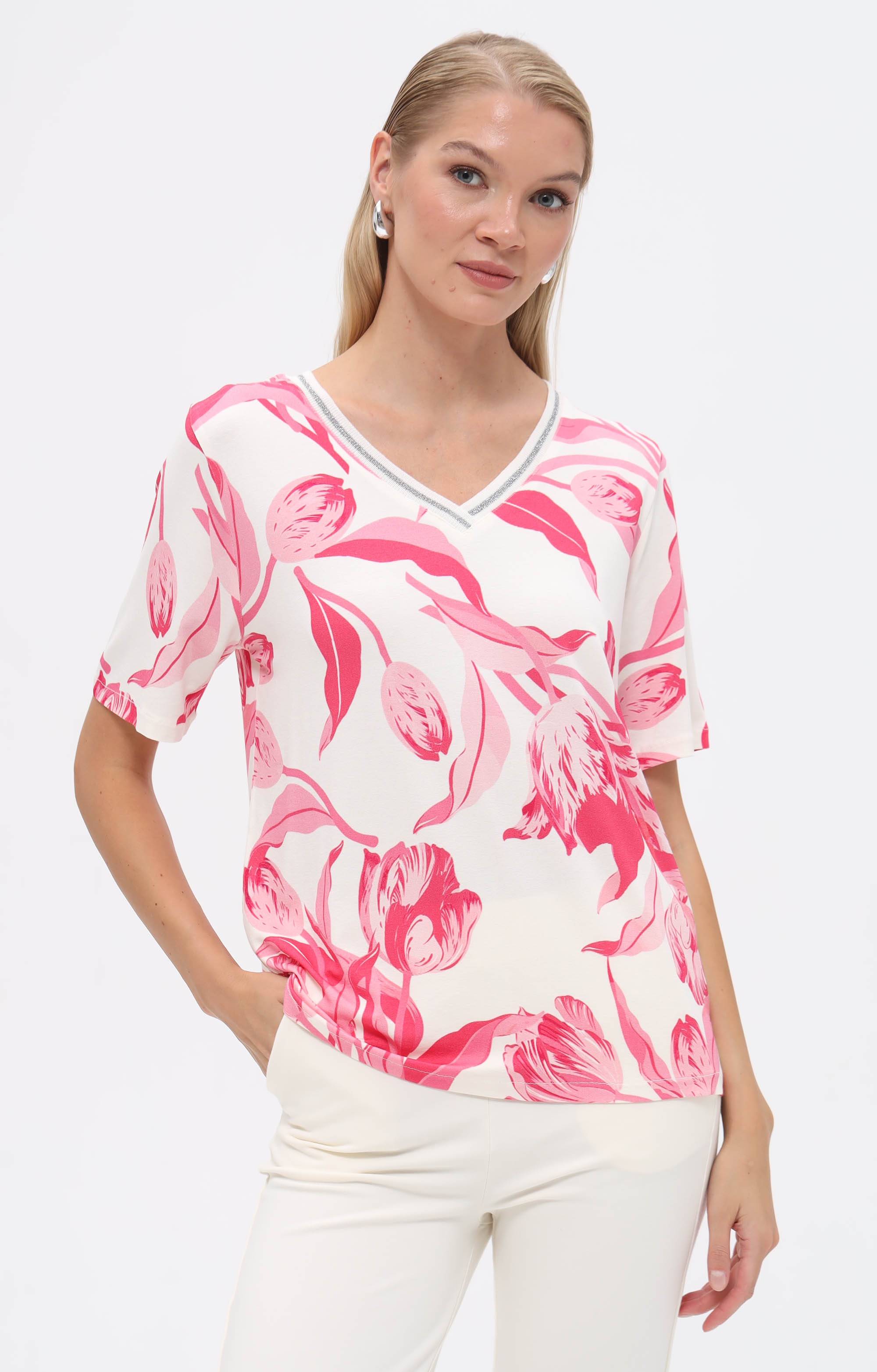 T-Shirt mit Tulpen-Print