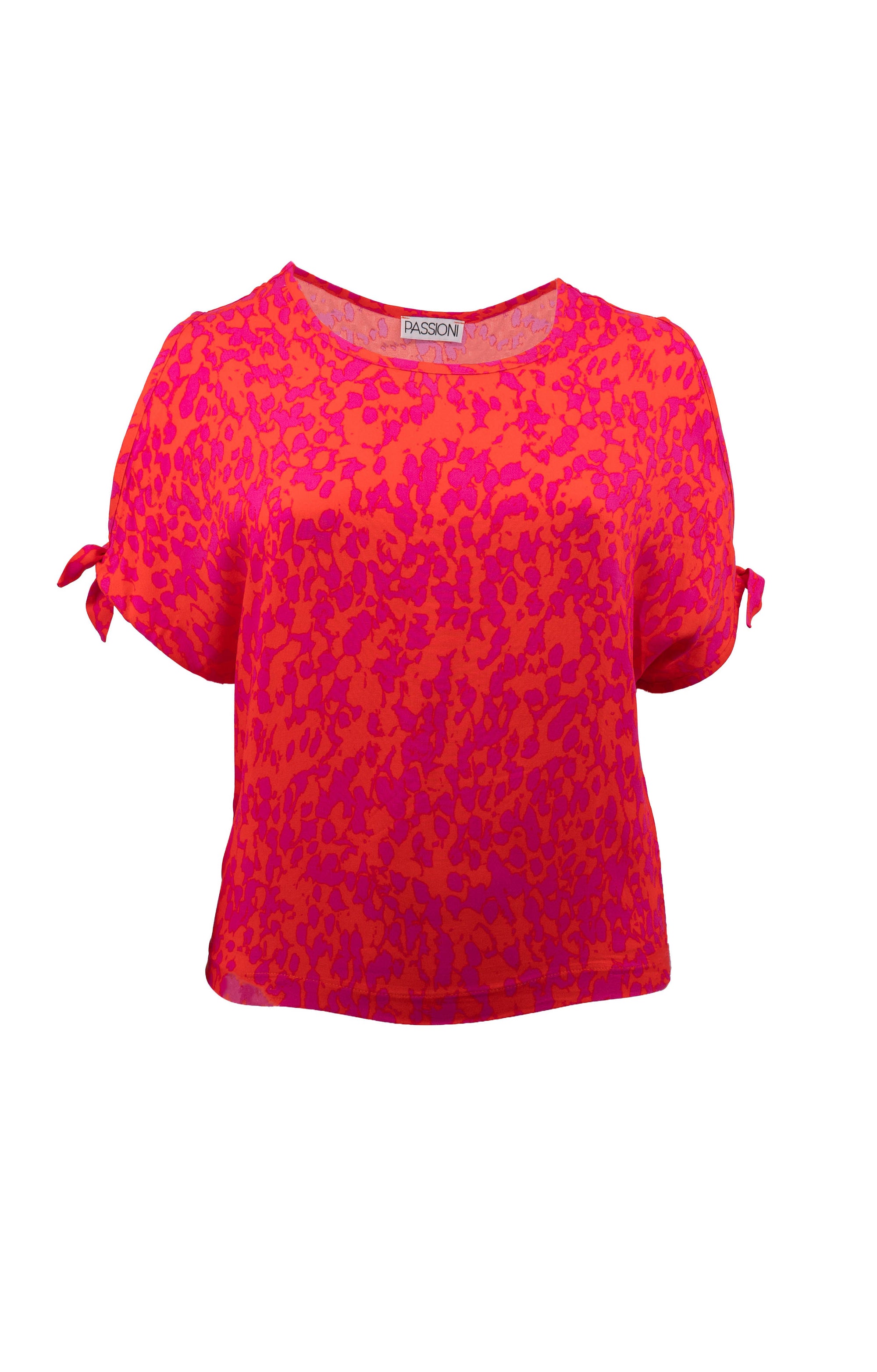 T-Shirt mit abstraktem Print und Bindedetails