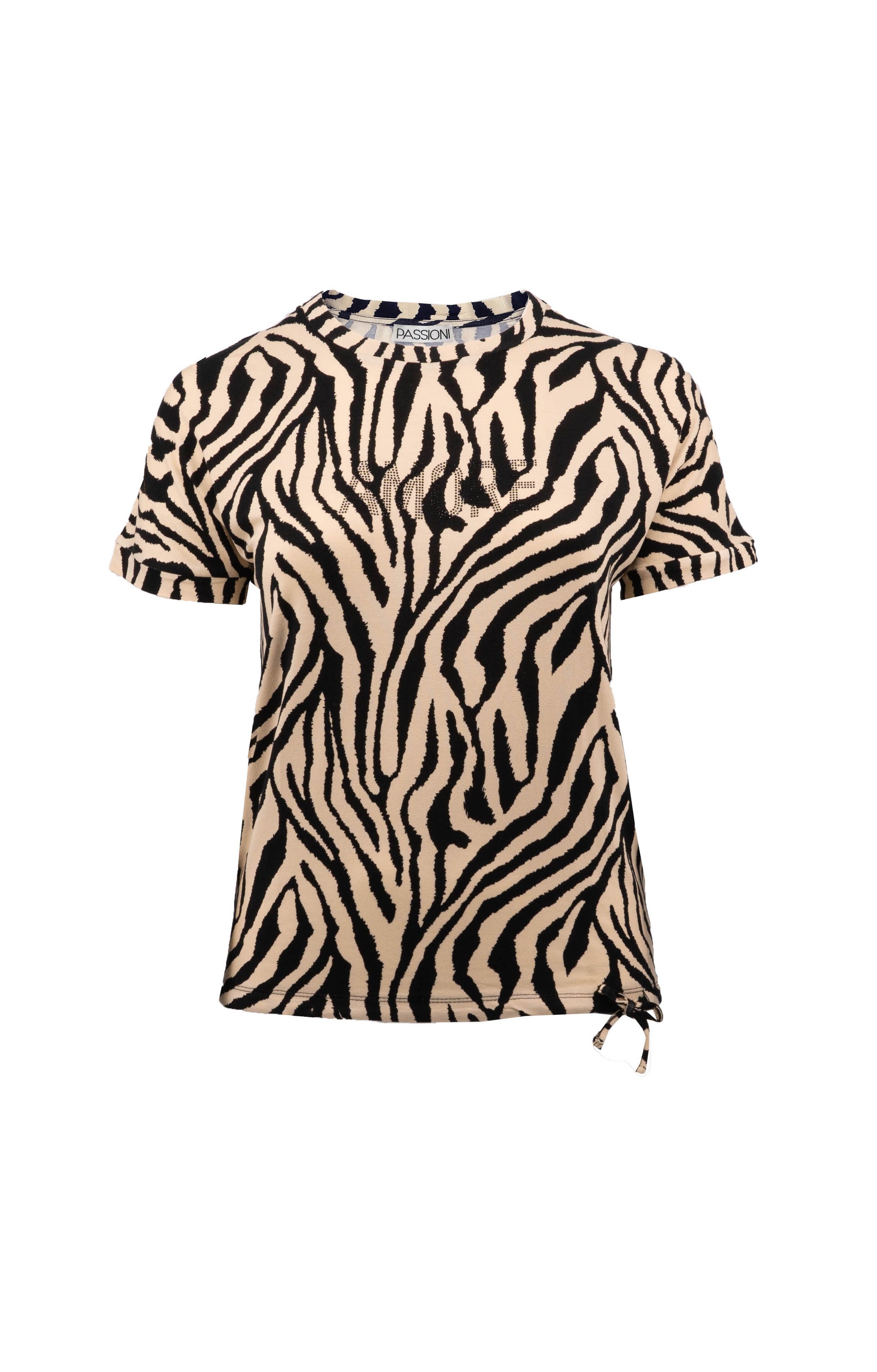 T-Shirt mit Zebra-Print und Strasssteinen