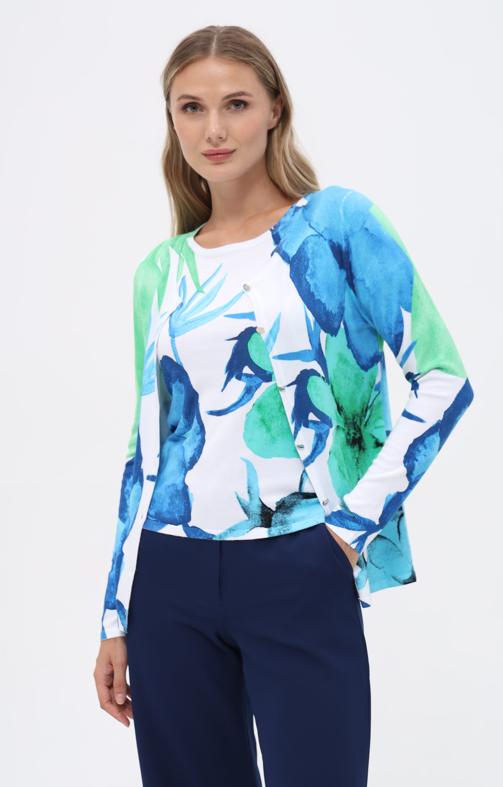 Twinset mit Aquarell-Blumenprint