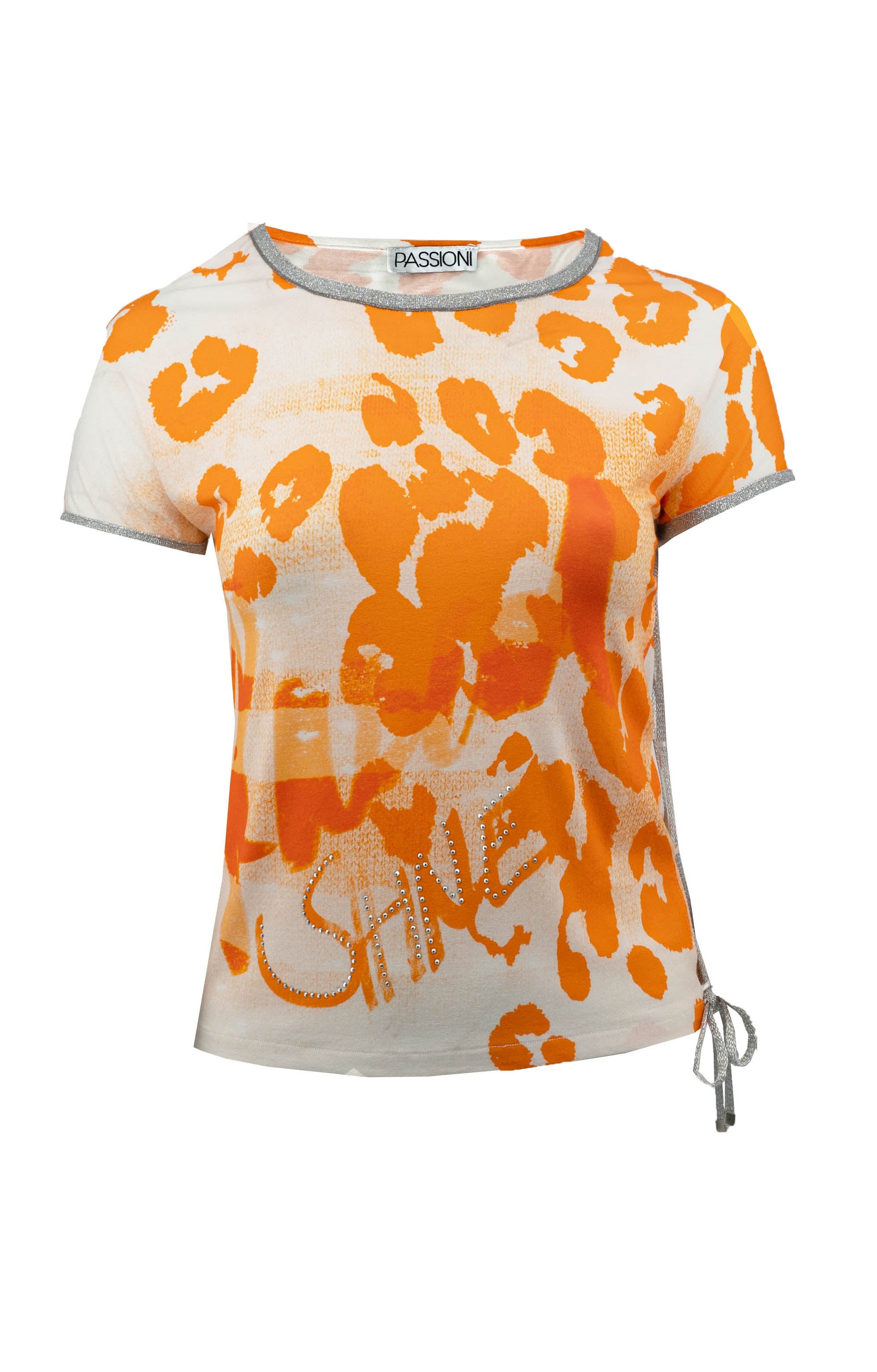 T-Shirt mit Leoprint und Glitzer Details