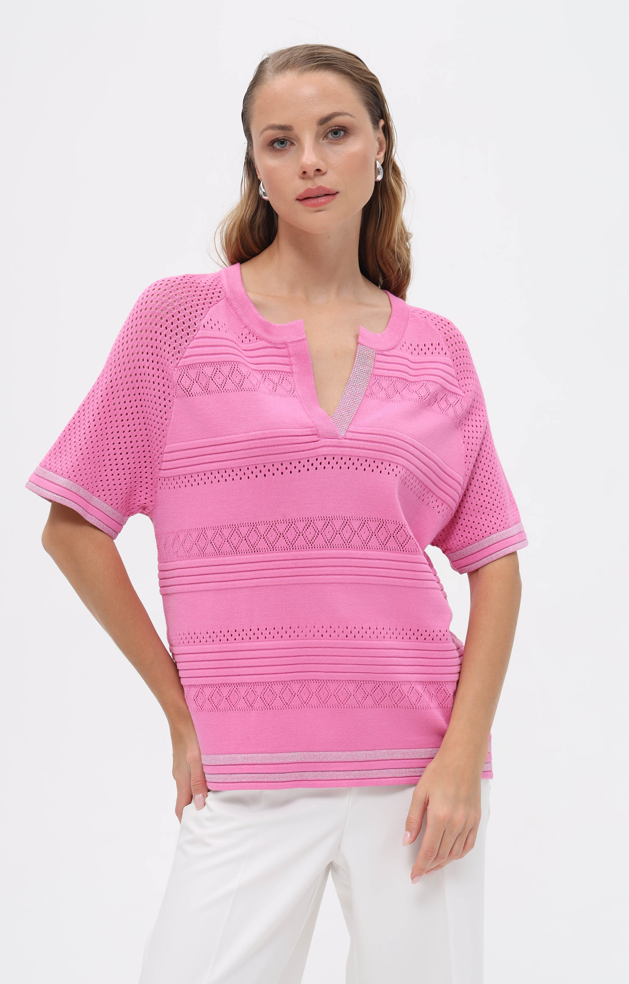 Oversize-T-Shirt mit Strassdetails