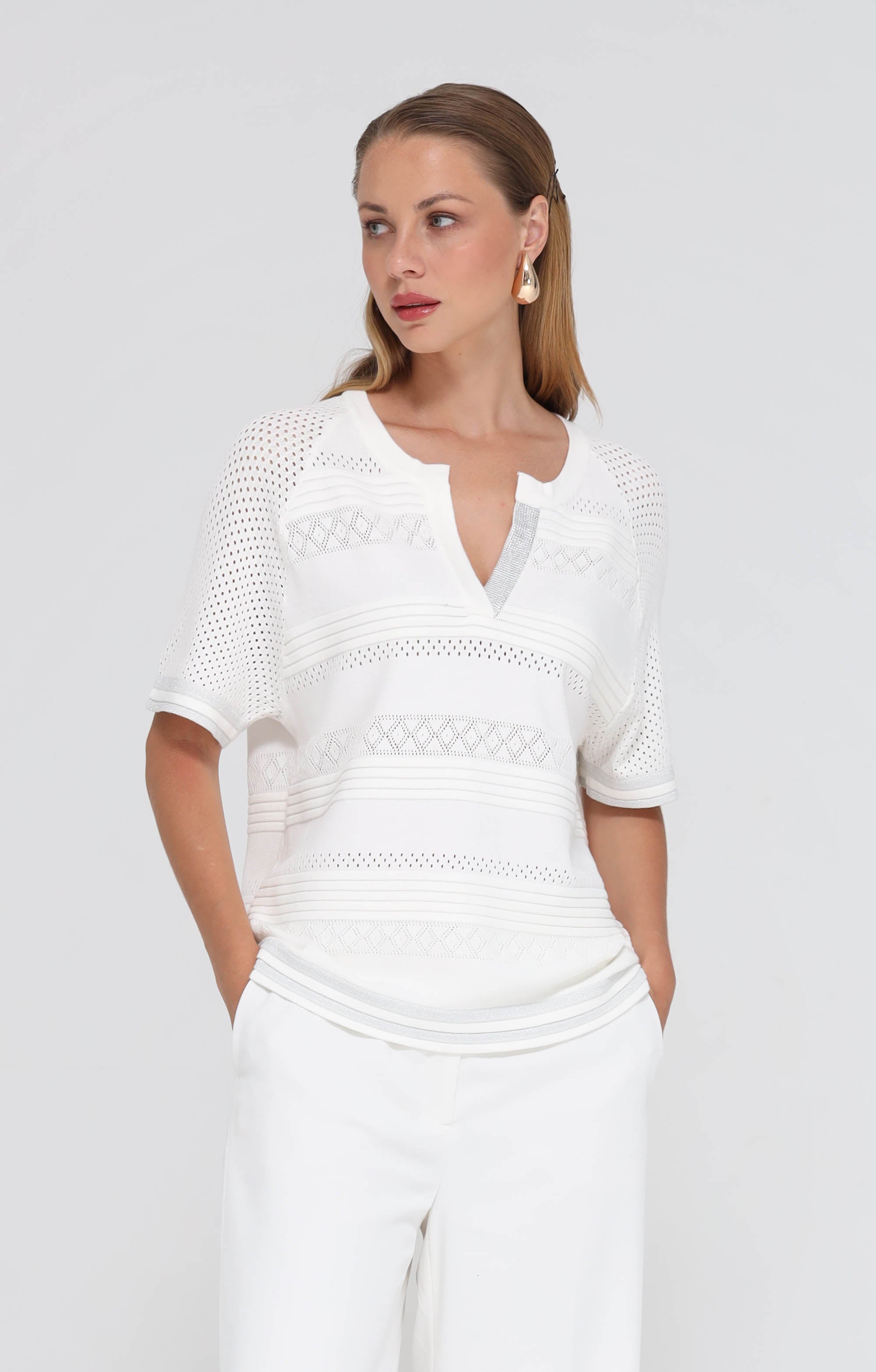 Oversize-T-Shirt mit Strassdetails