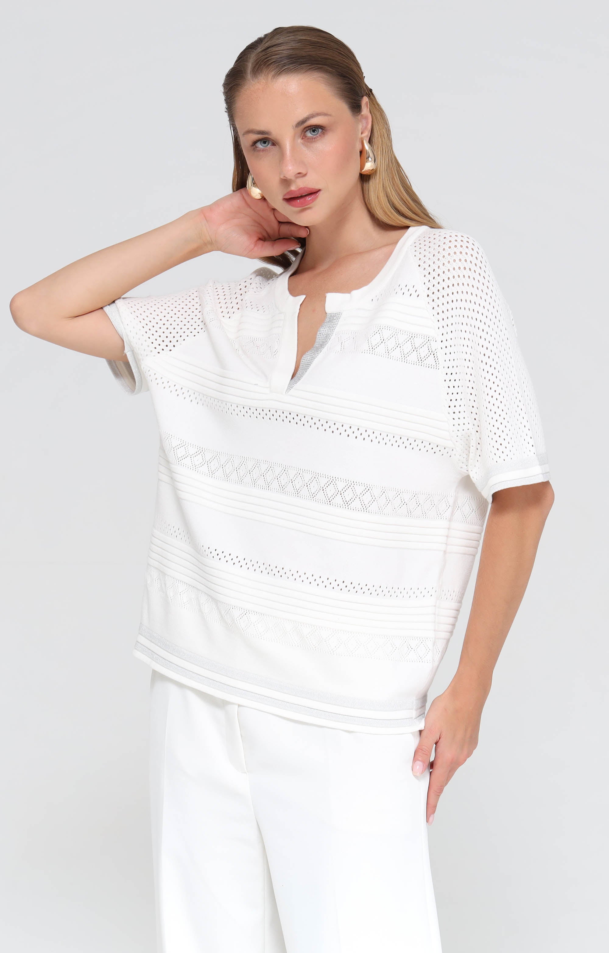Oversize-T-Shirt mit Strassdetails
