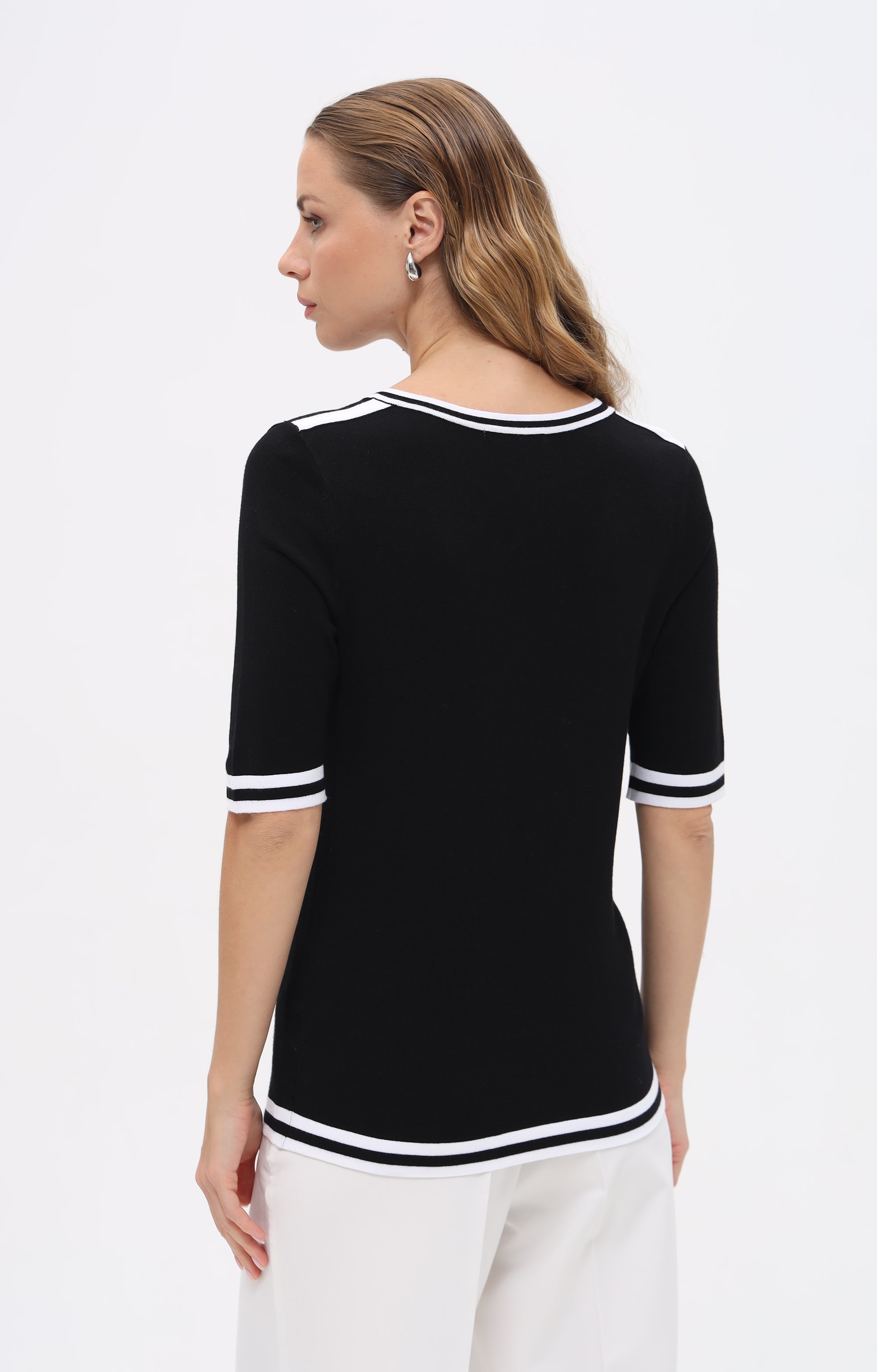 Kurzarmpullover mit Kreismuster aus Strass