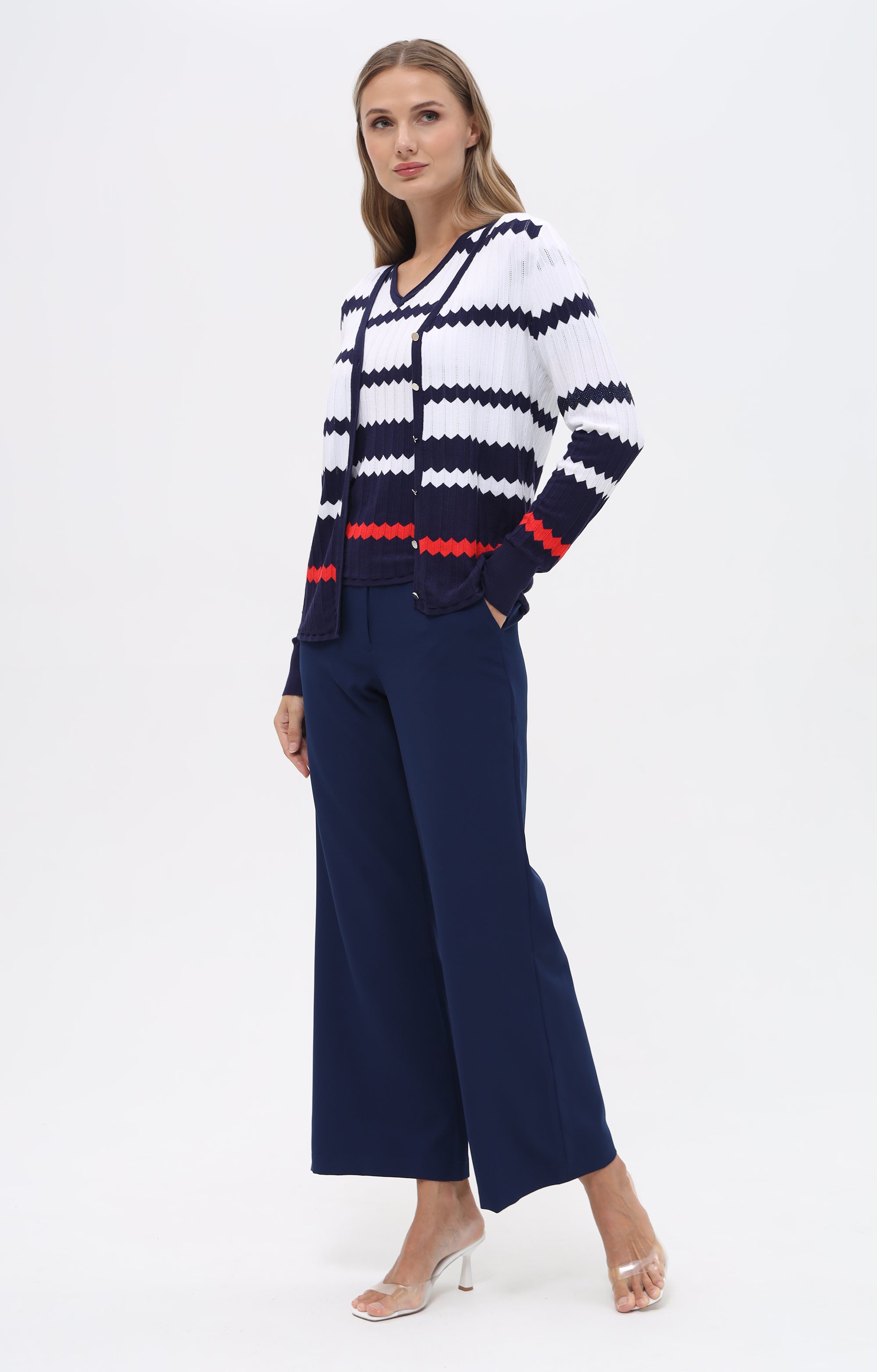 Twinset mit Zick-Zack-Streifen-Design
