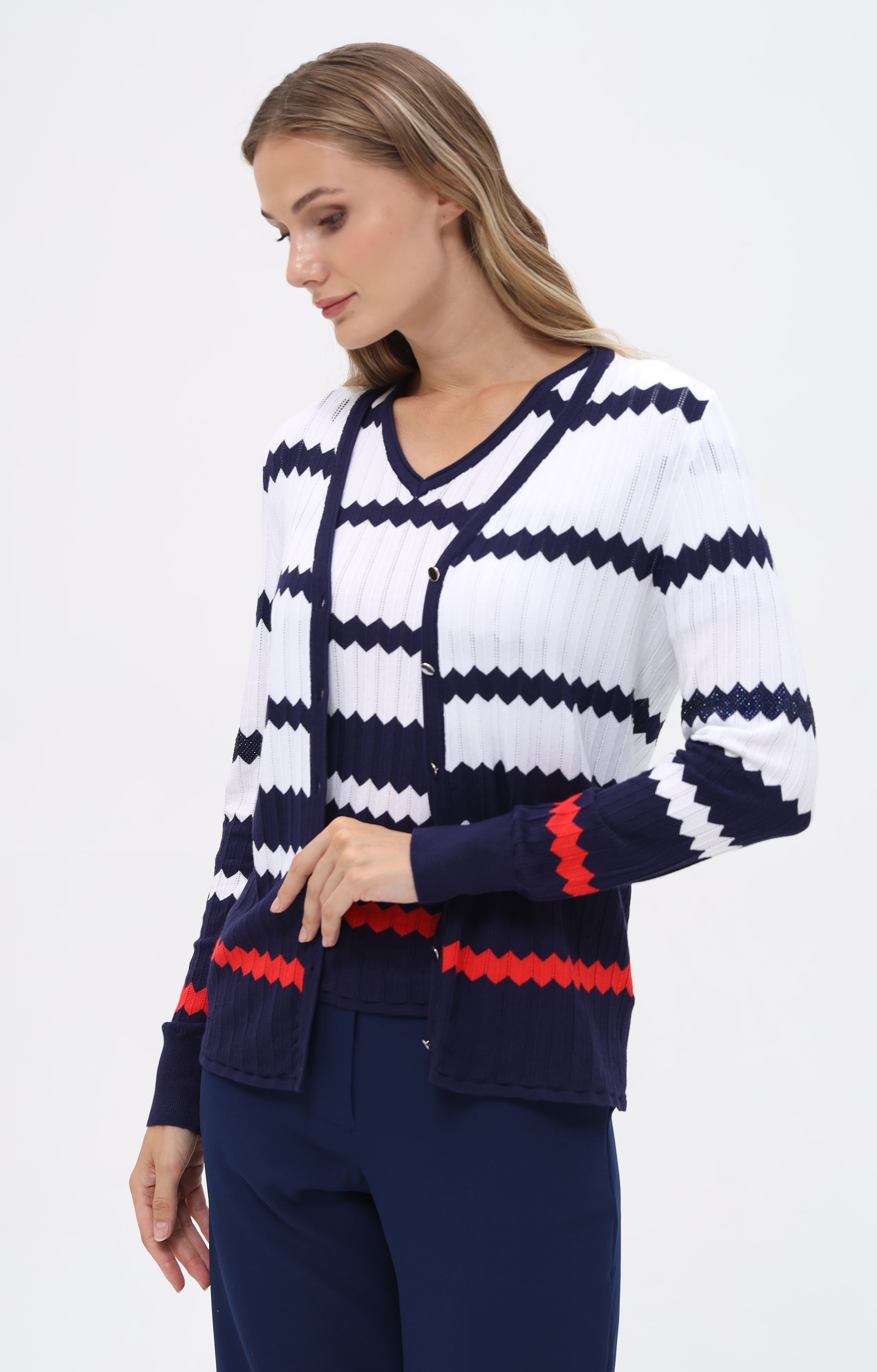 Twinset mit Zick-Zack-Streifen-Design